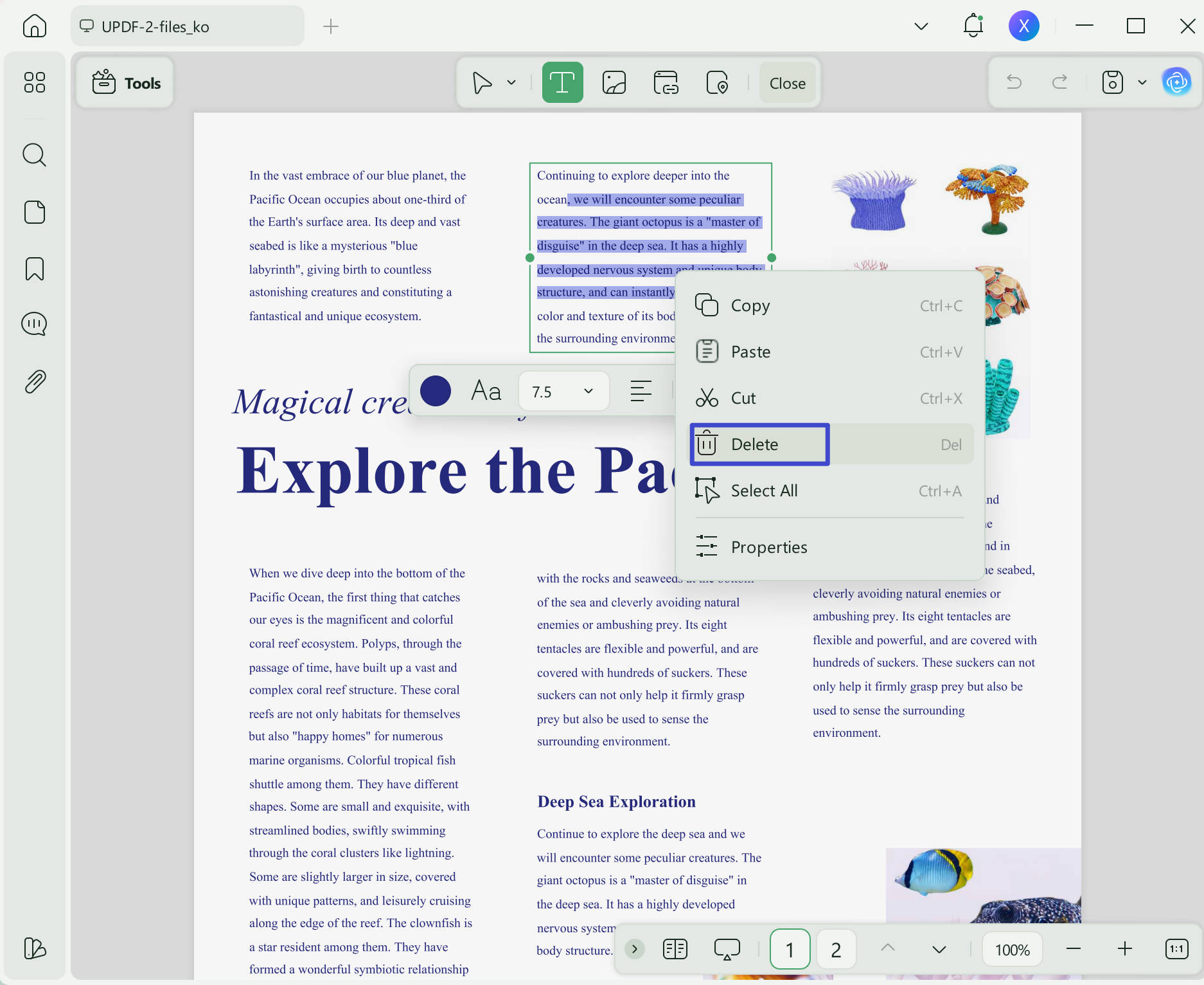 remove text from pdf delete  updf