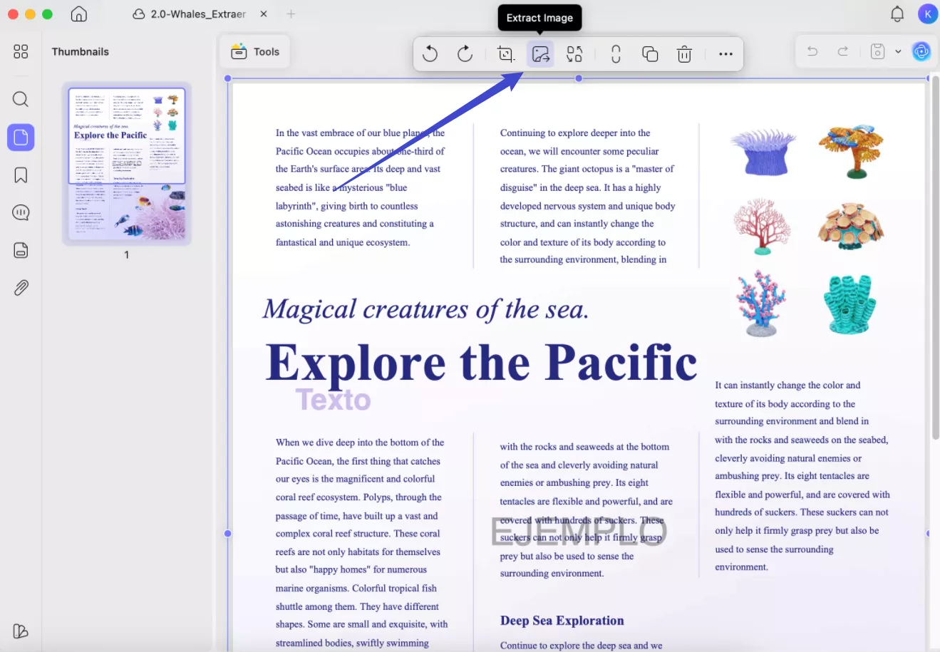 extract images from pdf mac by clicking extract image icon