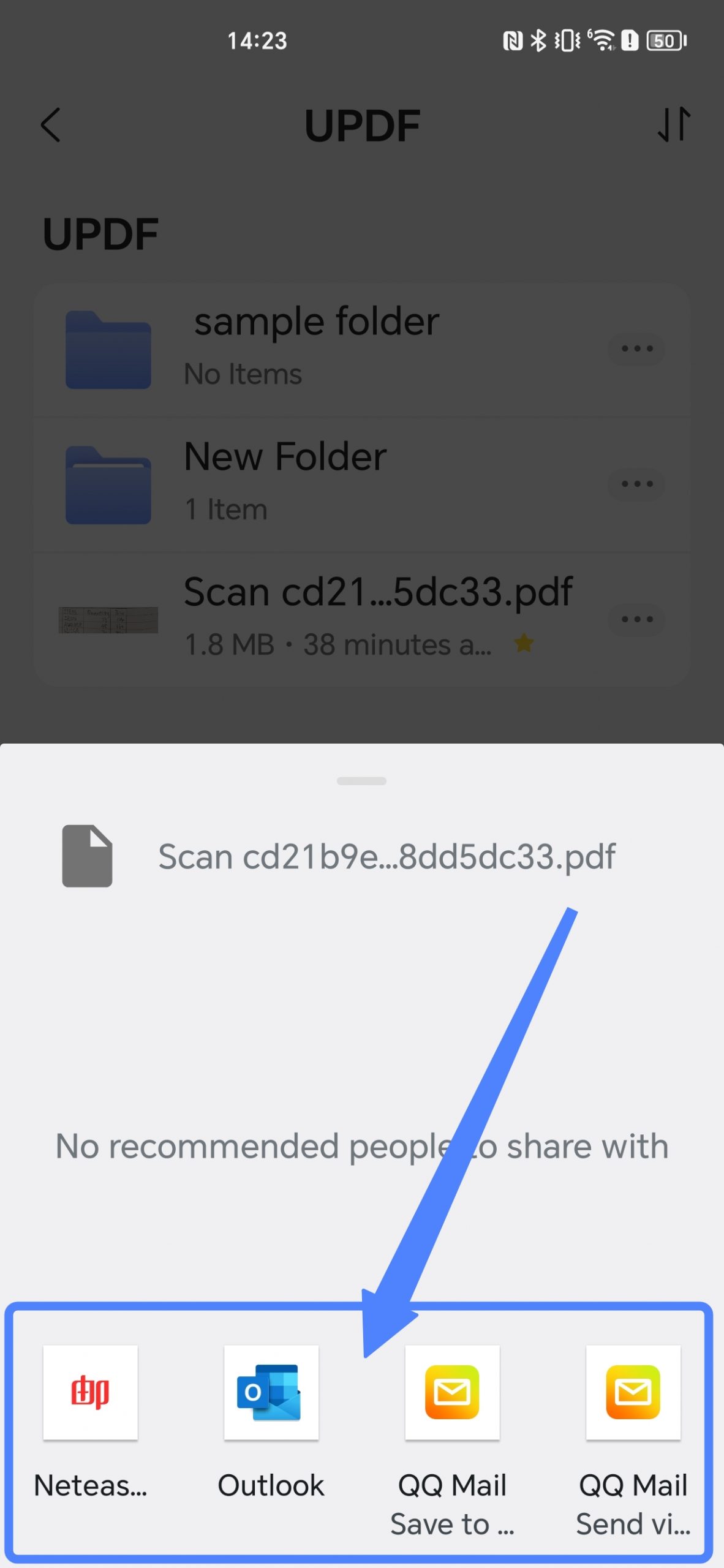 email the pdf file in updf