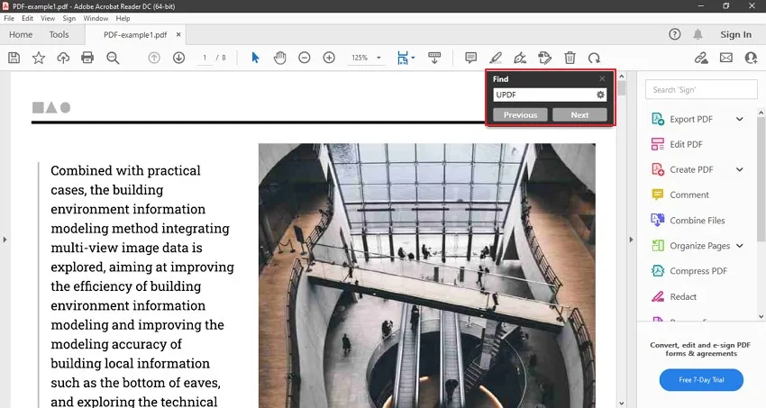 how to search words in a pdf using adobe