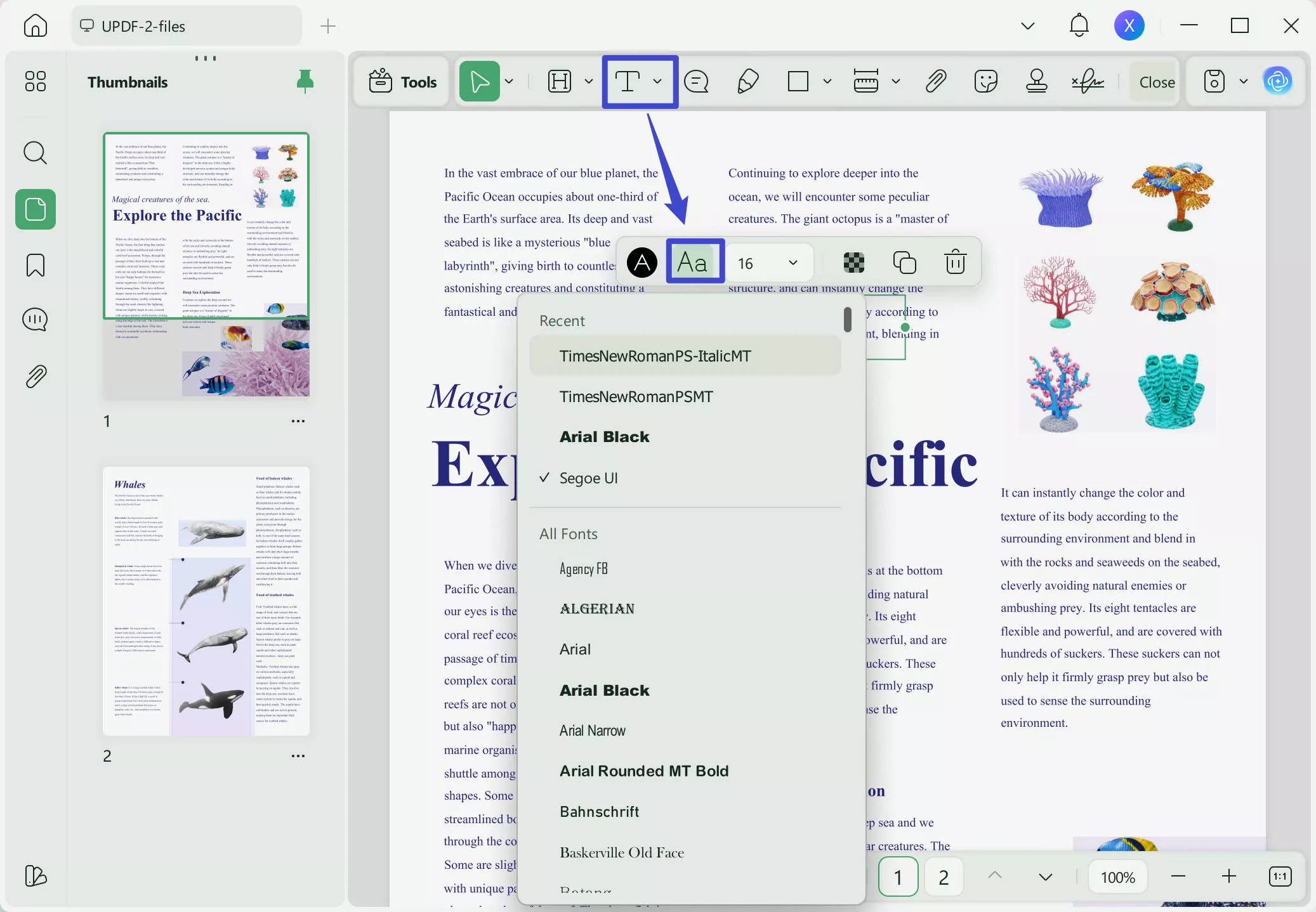 change font in pdf
