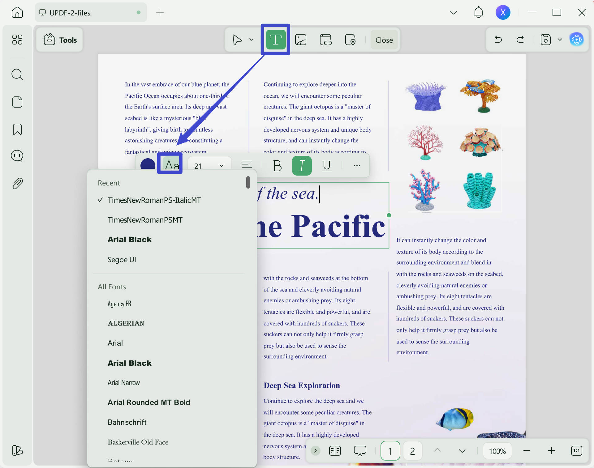 how to change font on pdf