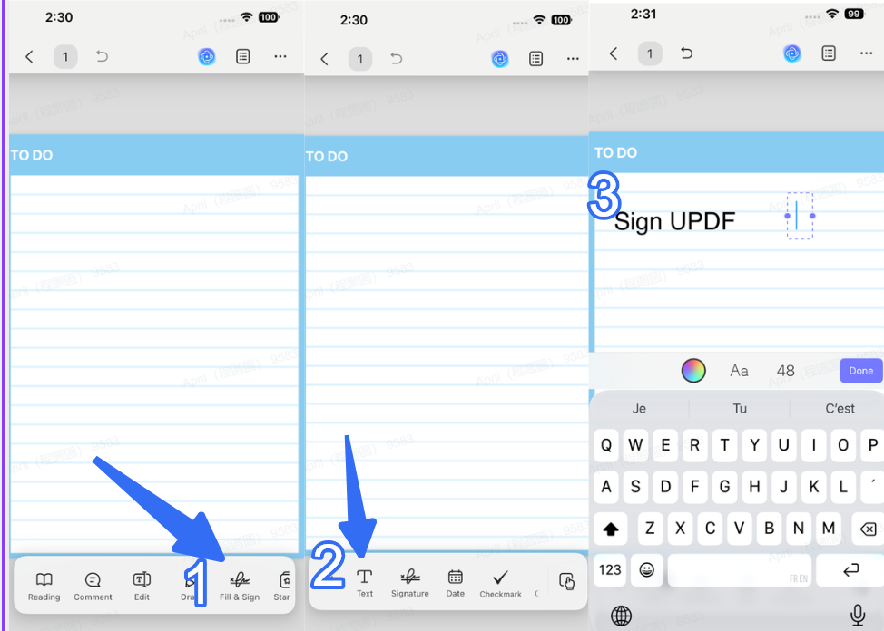 add text box field on iphone with updf