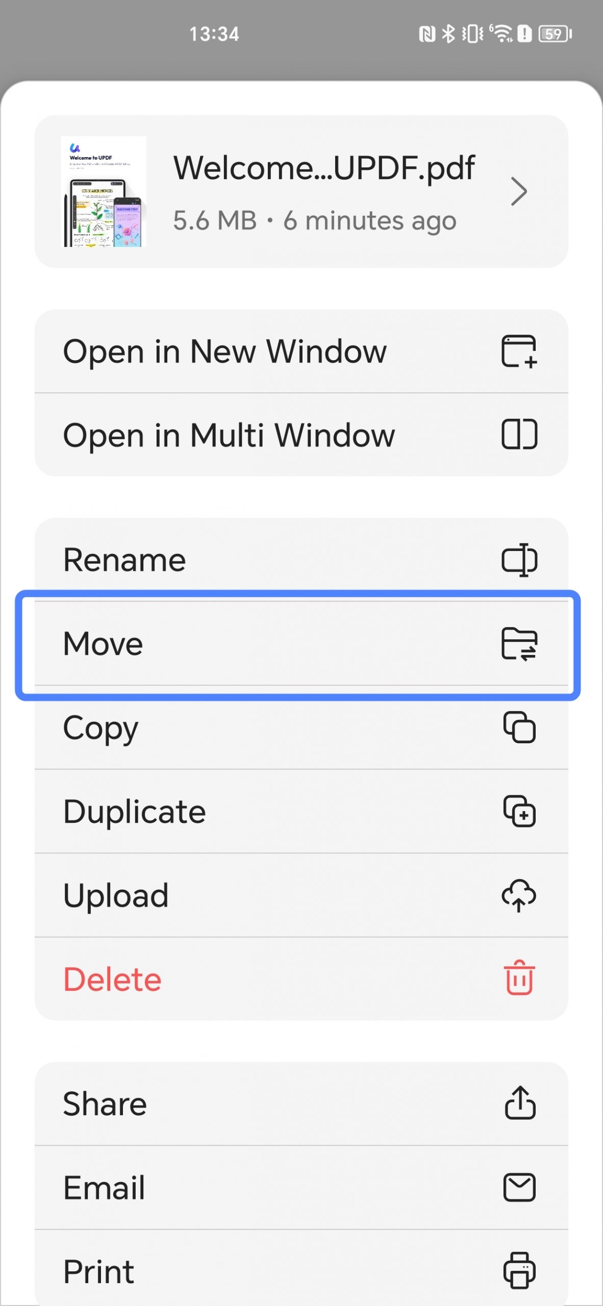 move the pdf