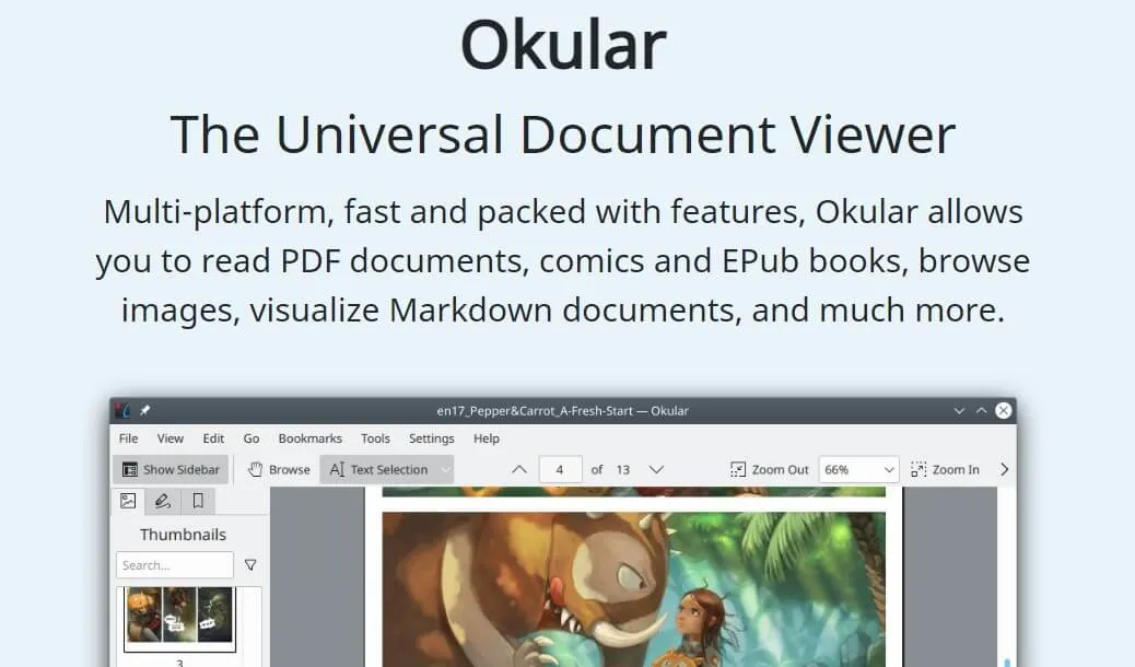 LinuxのPDF エディター okular