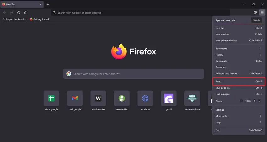 download webpage as pdf firefox