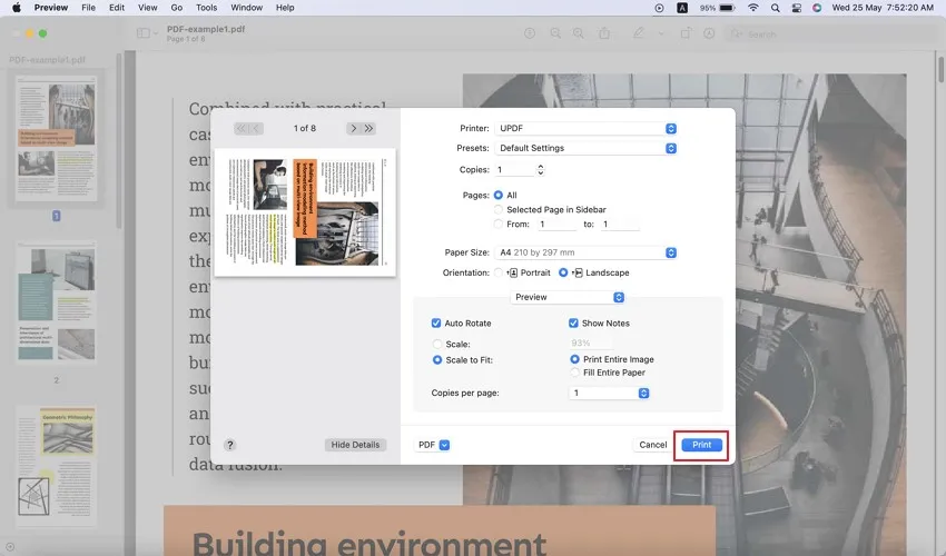 PDF drucken auf Mac Preview 3