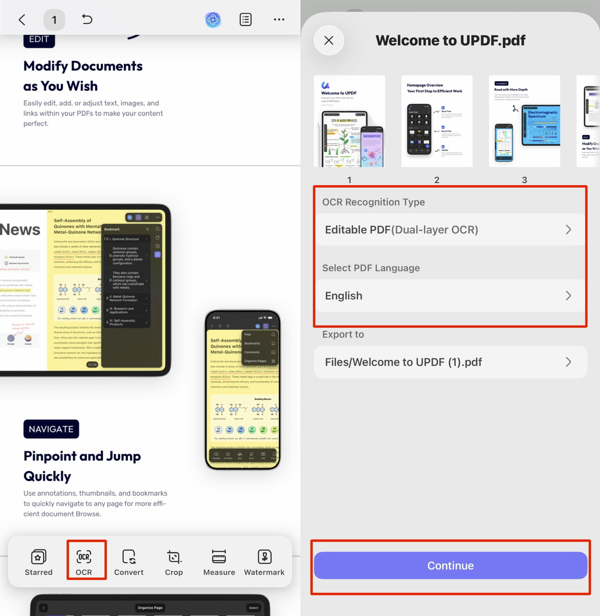 run ocr on scanned pdf ios updf