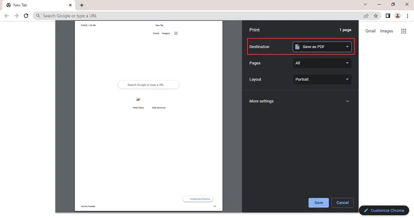 save webpage as pdf chrome