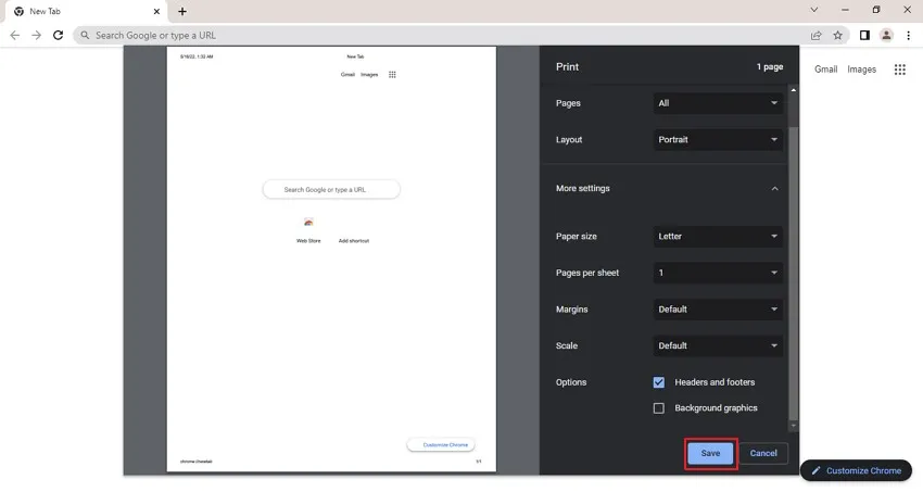 save as pdf chrome