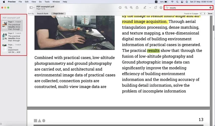 how to search words in a pdf on mac