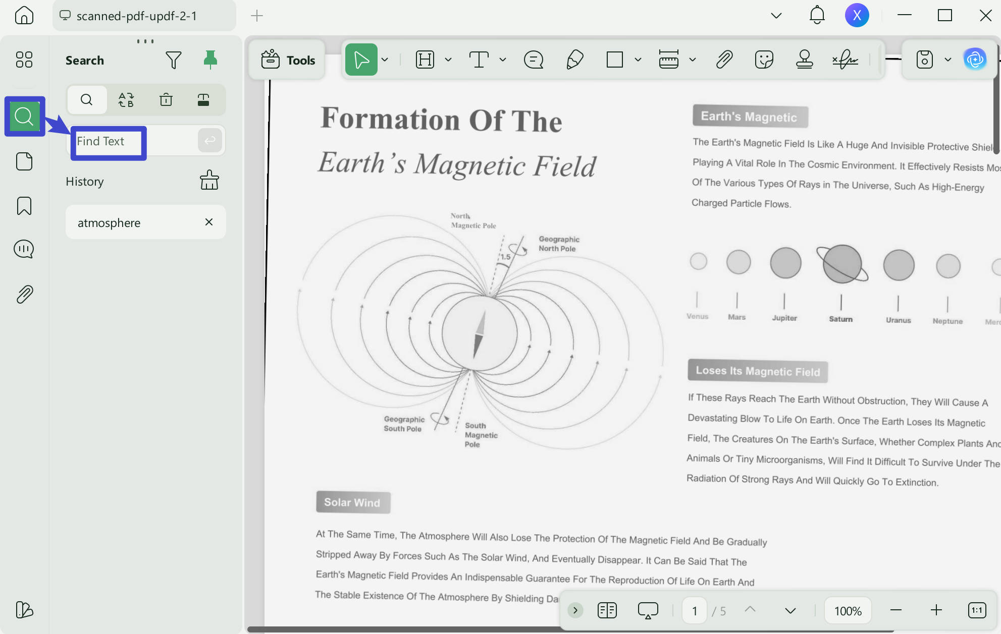 search in scanned PDF