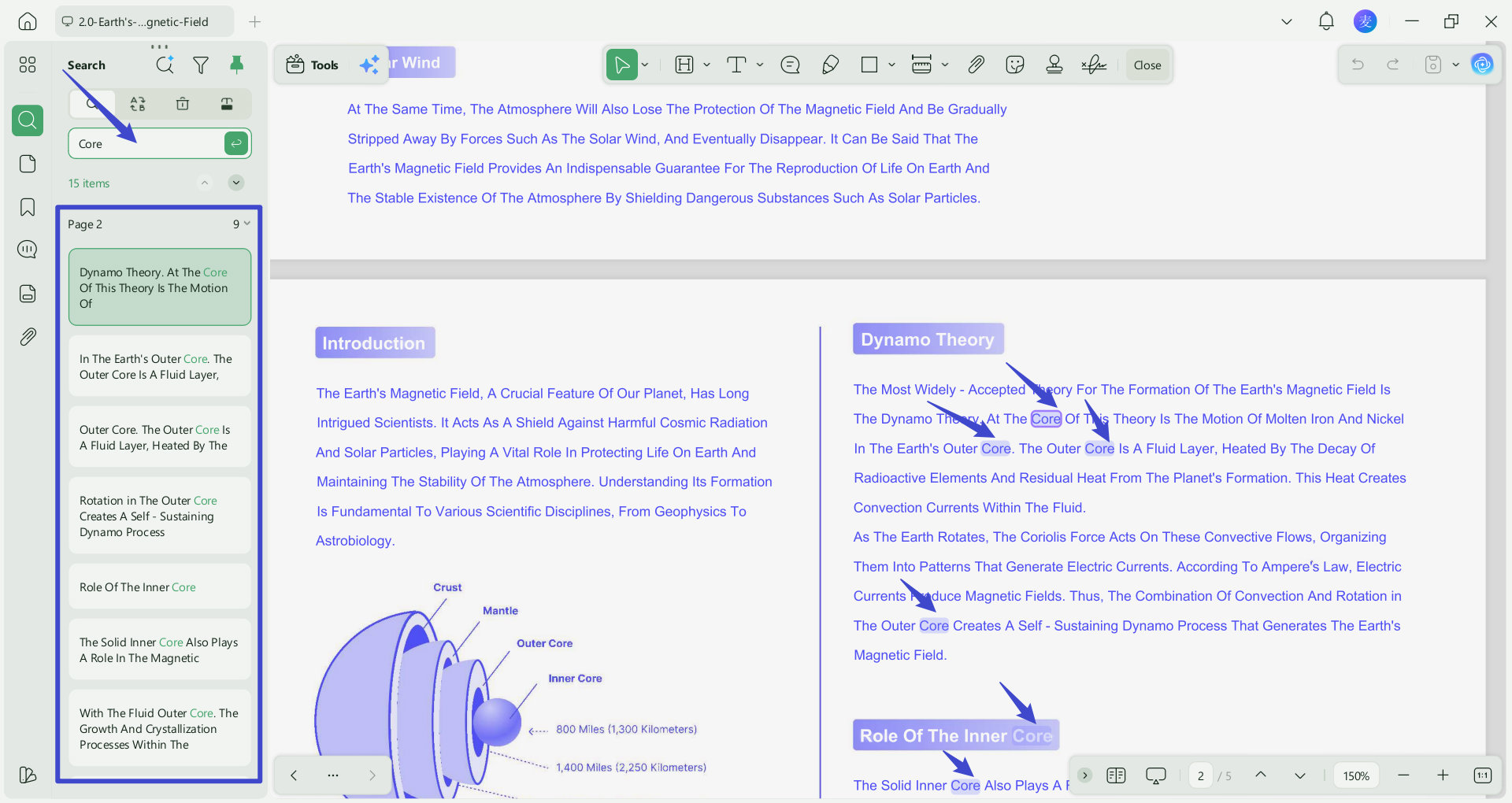 type keywords to searching for word