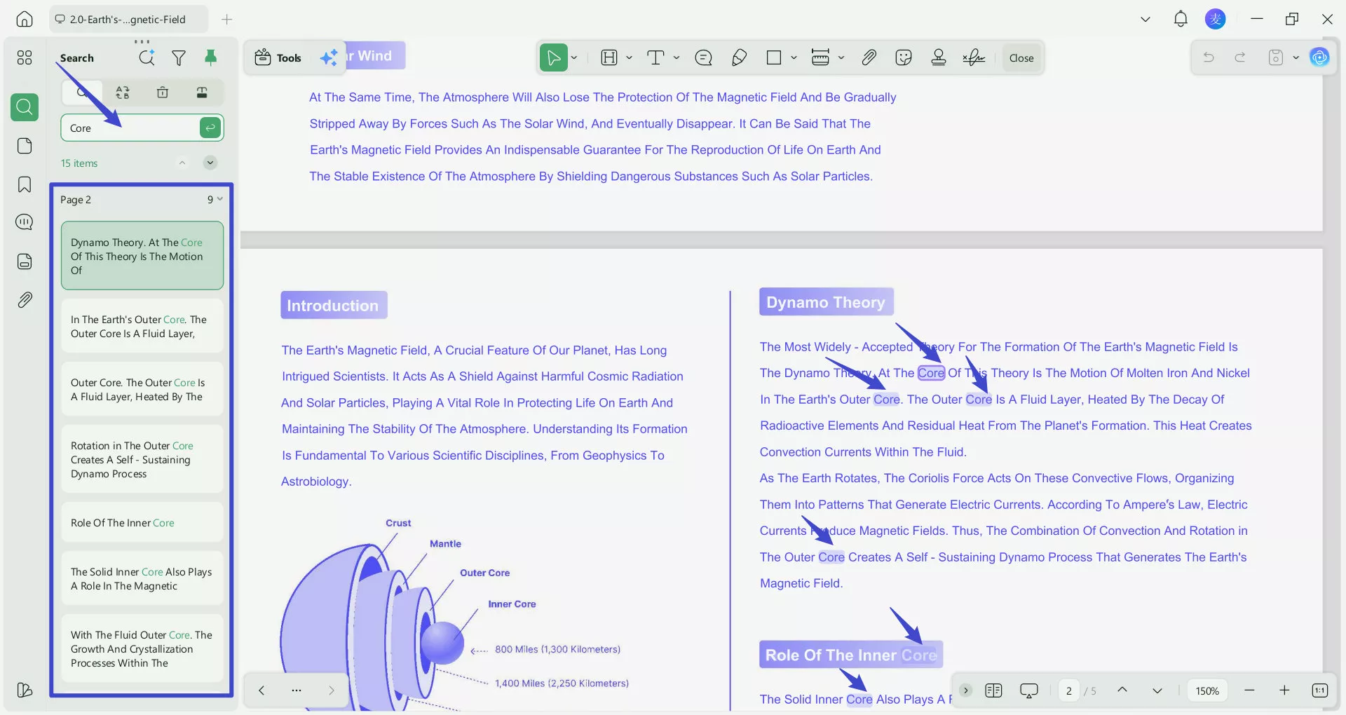 type keywords to searching for word