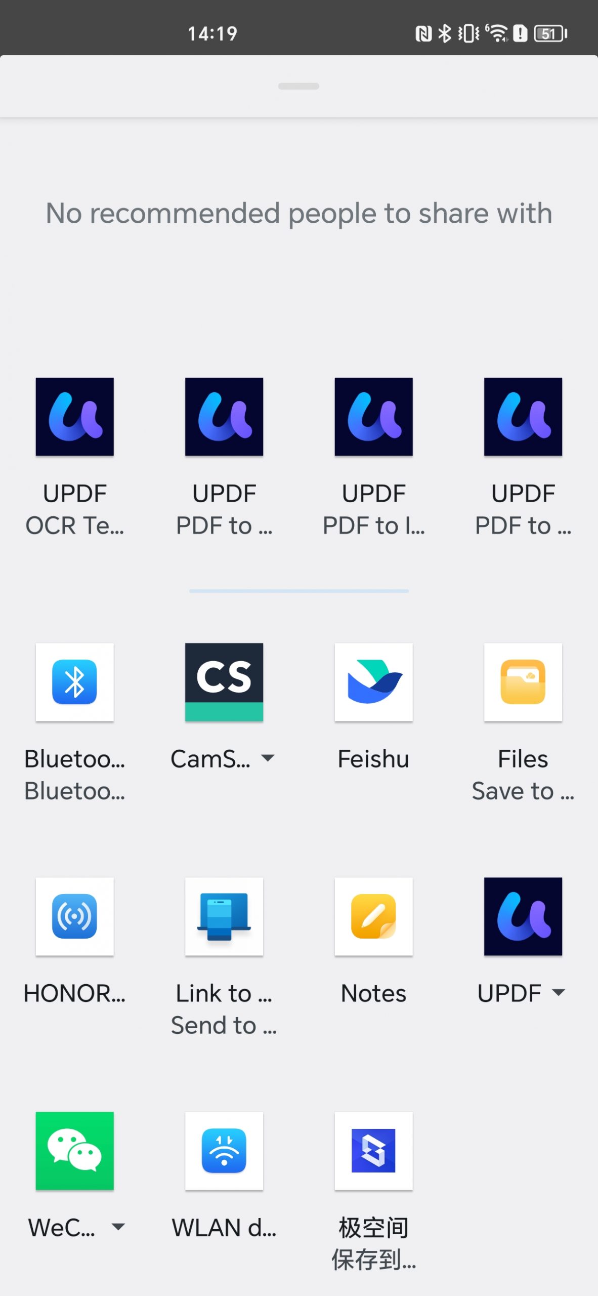 select the app to share