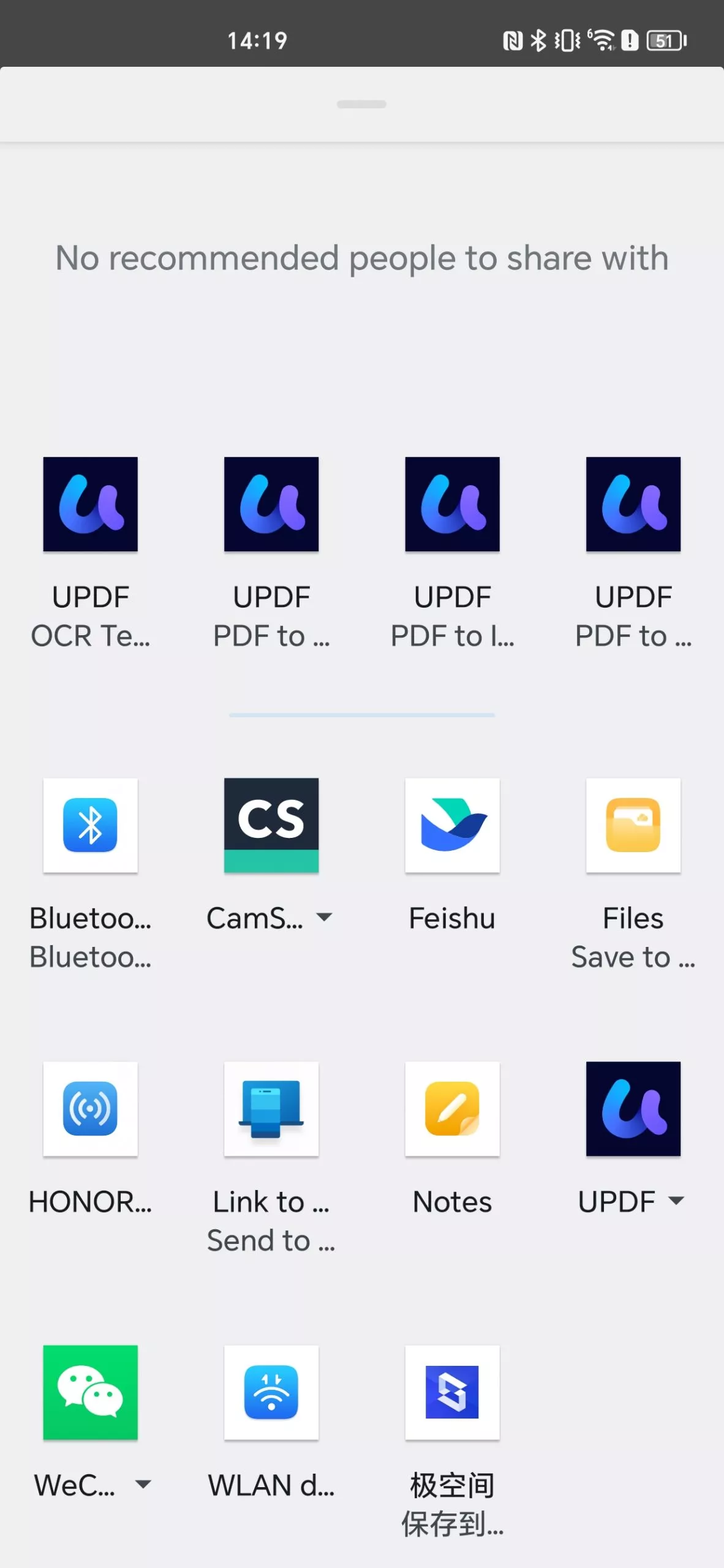 select the app to share