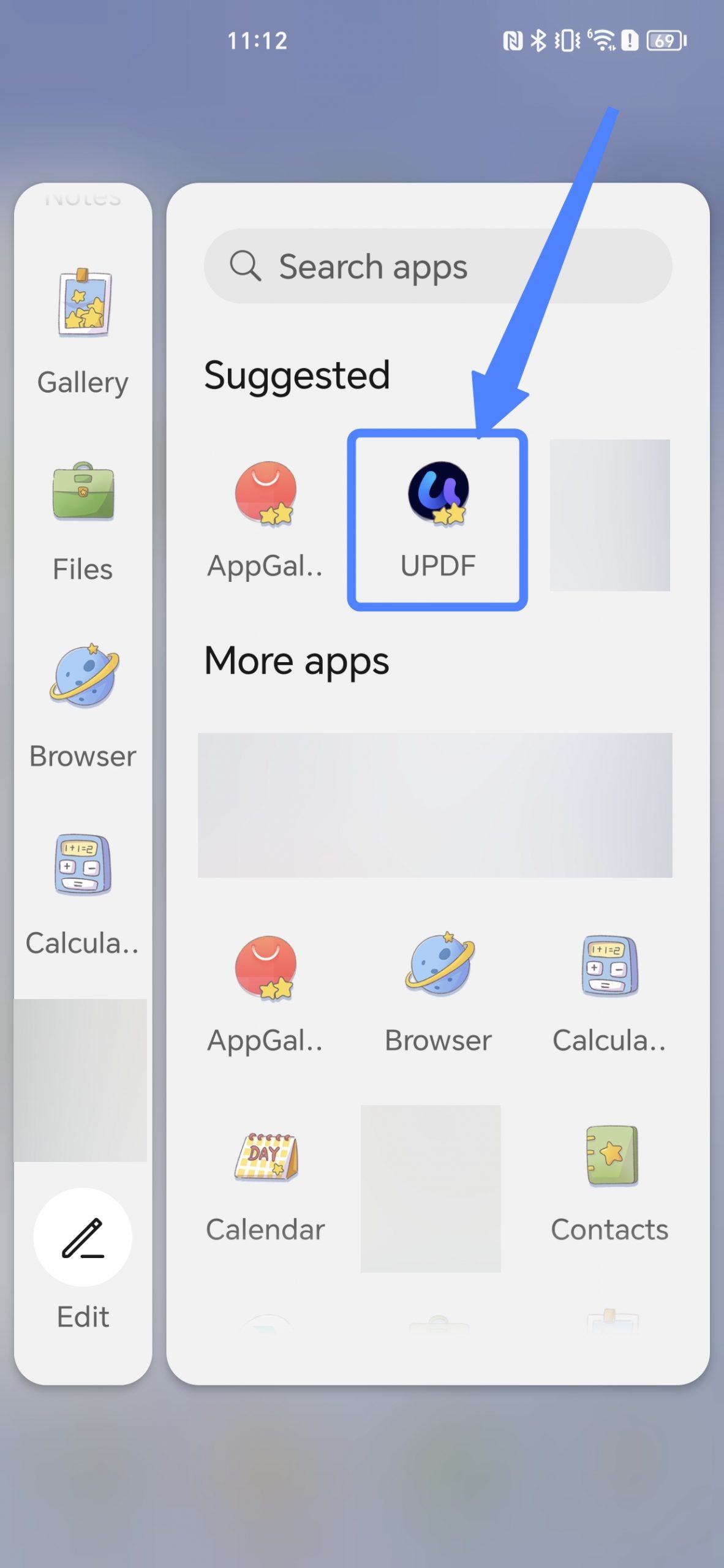 sélectionner l'application pour l'affichage en écran partagé