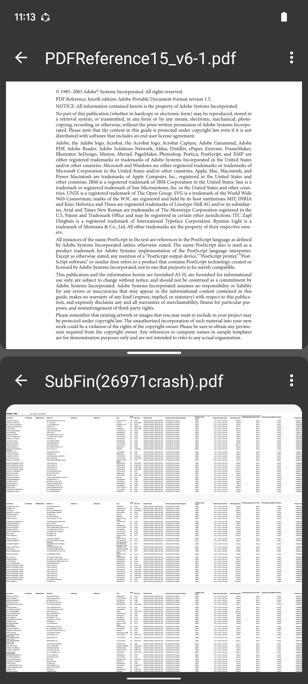 view pdf in split-screen mode