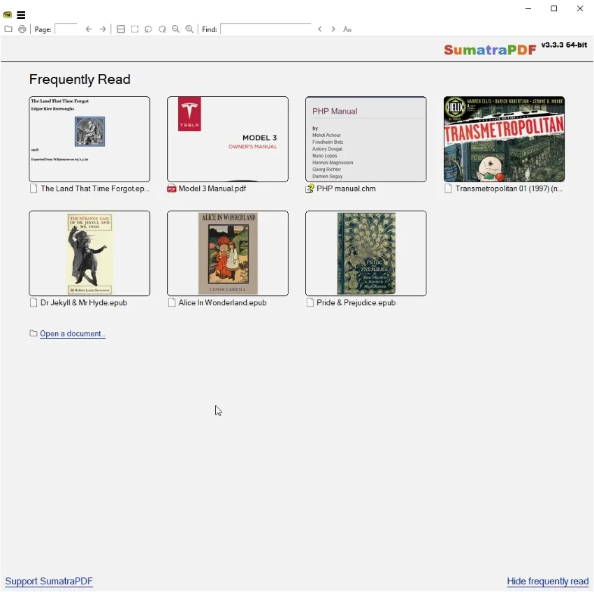 Lecteur de eBooks, Sumatra PDF