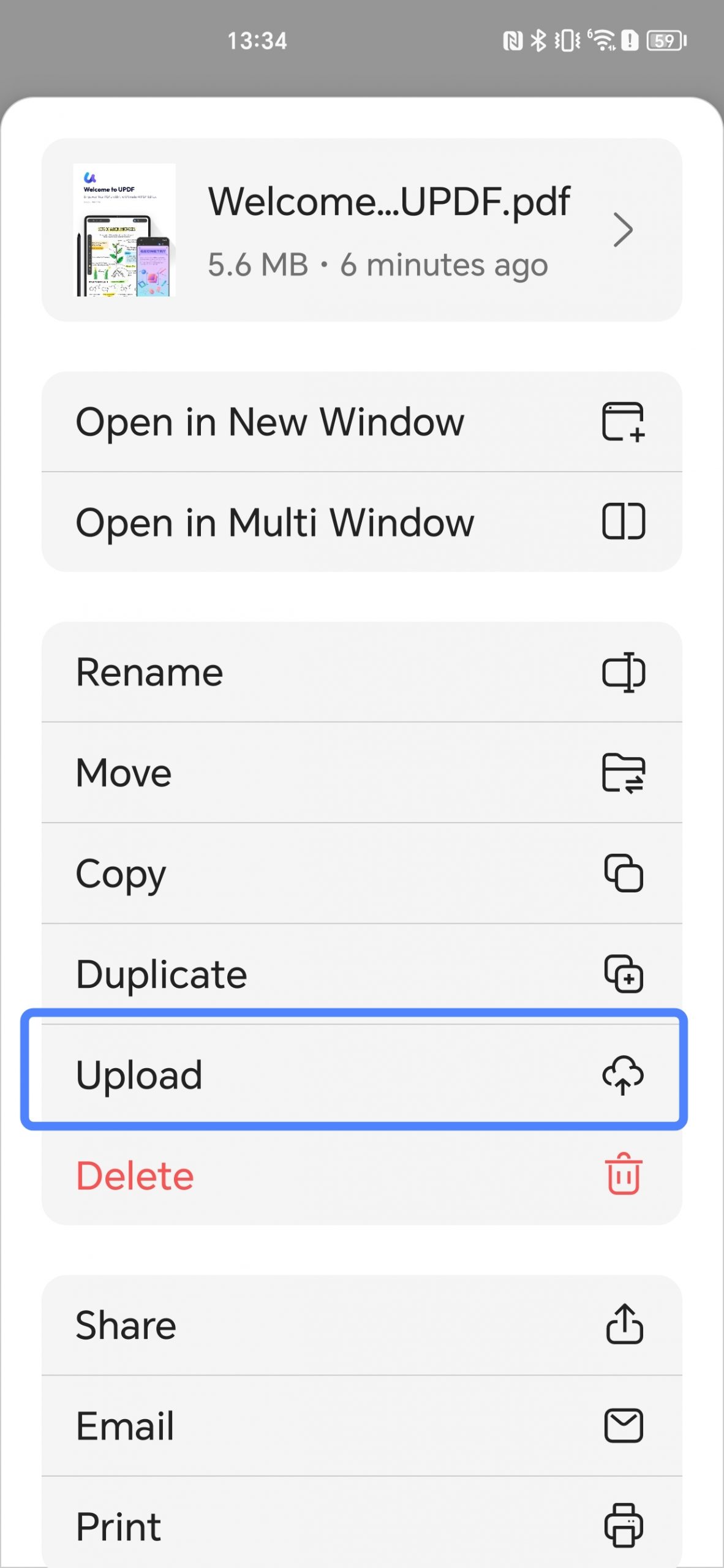 upload pdf to updf cloud