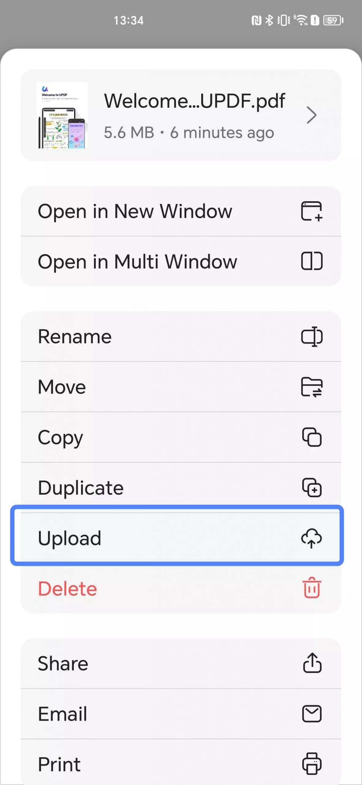 upload pdf to updf cloud