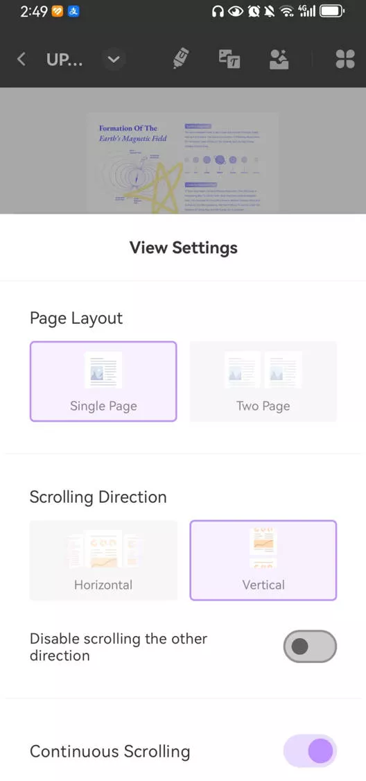 view settings