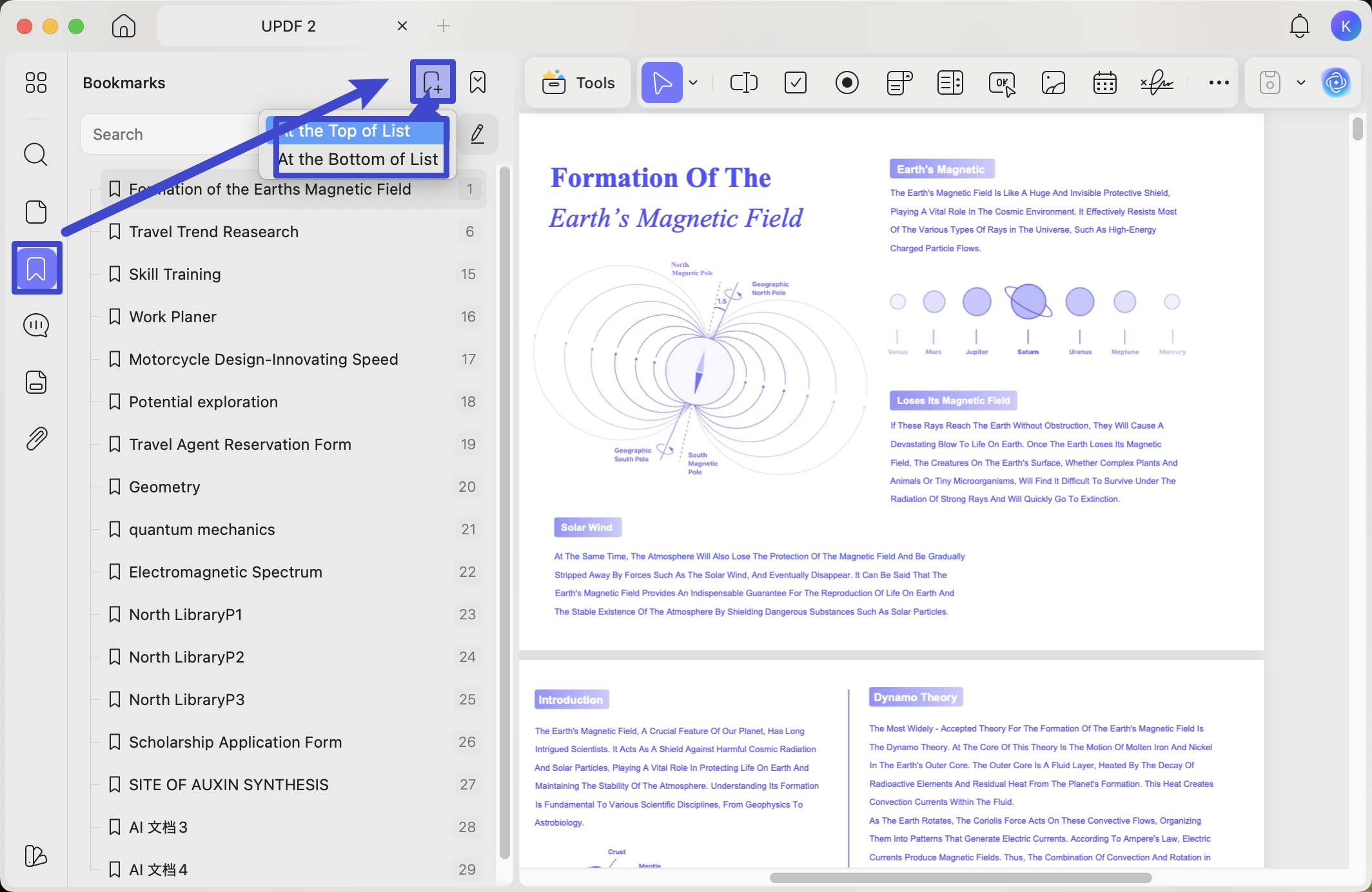 add bookmarks to pdf updf mac