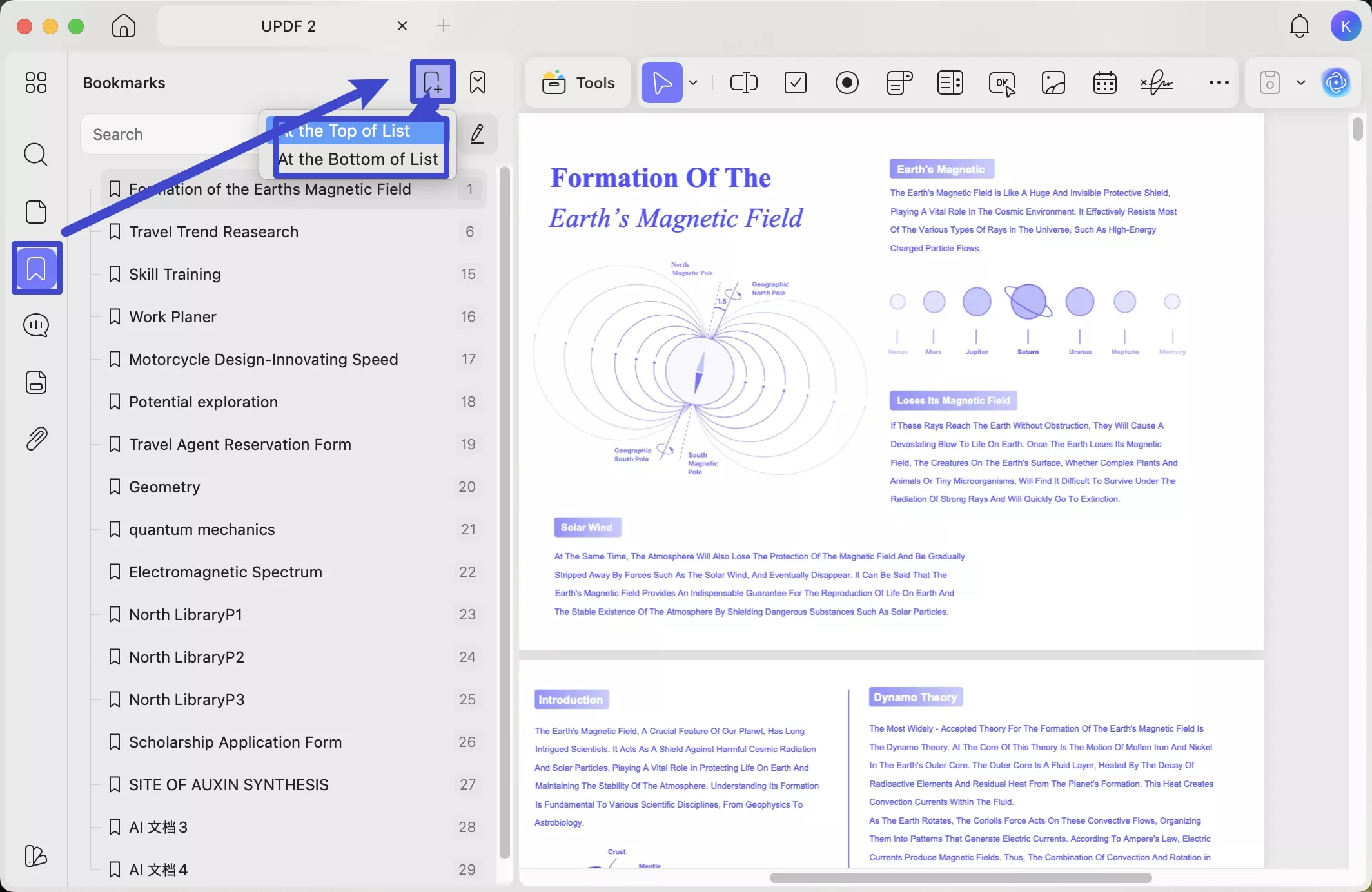 add bookmarks to pdf updf mac