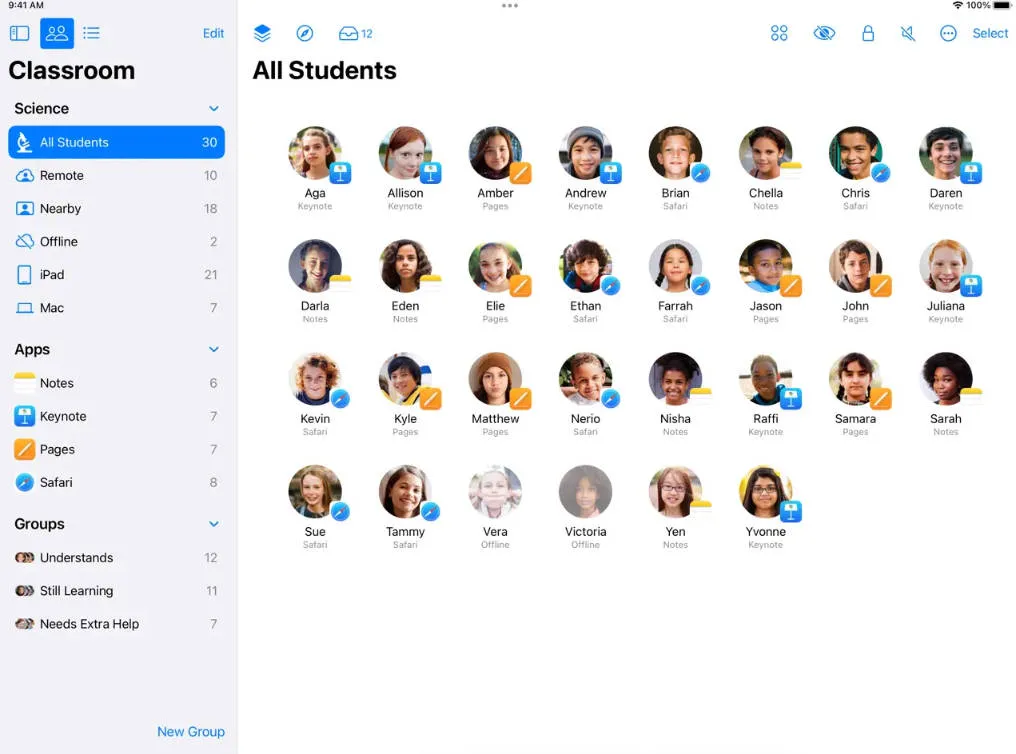 Apple Classroom app per insegnanti