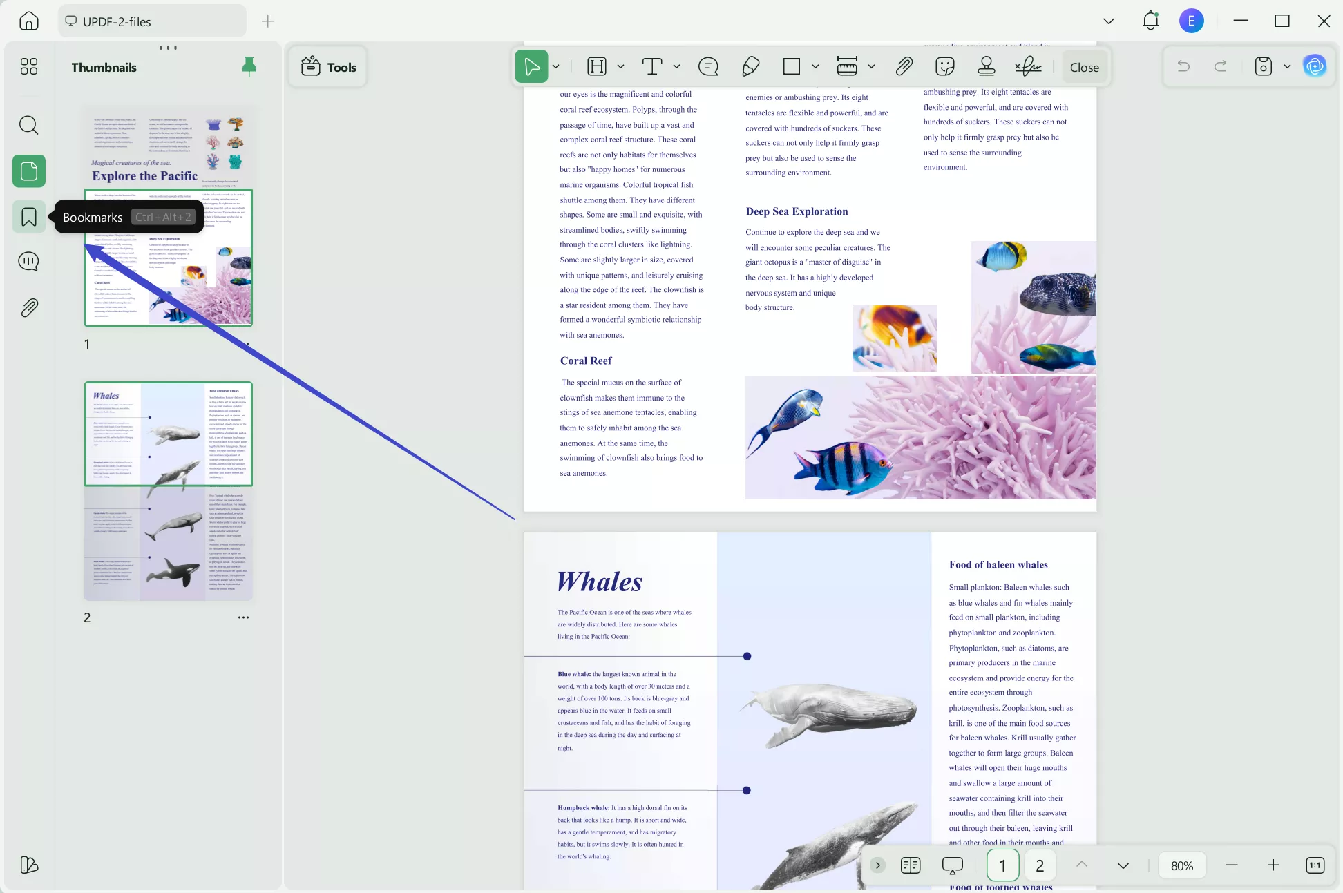 create bookmarks in pdf with updf
