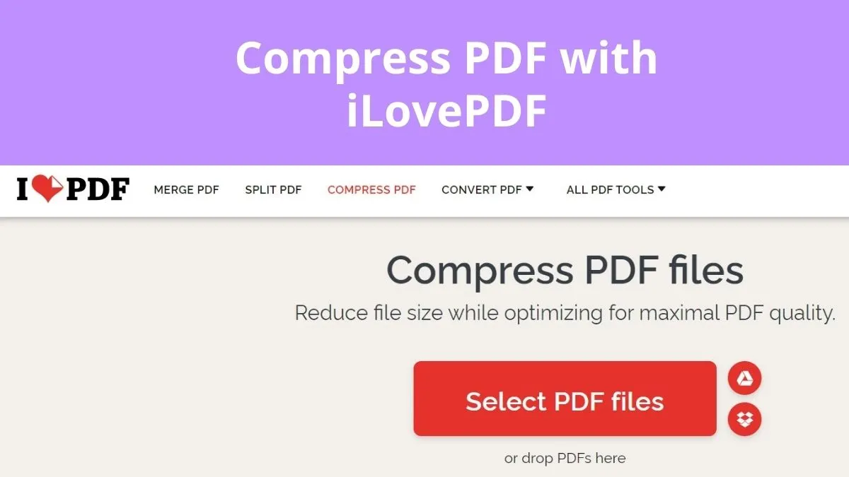 iLovePDFでPDFサイズを縮小する方法