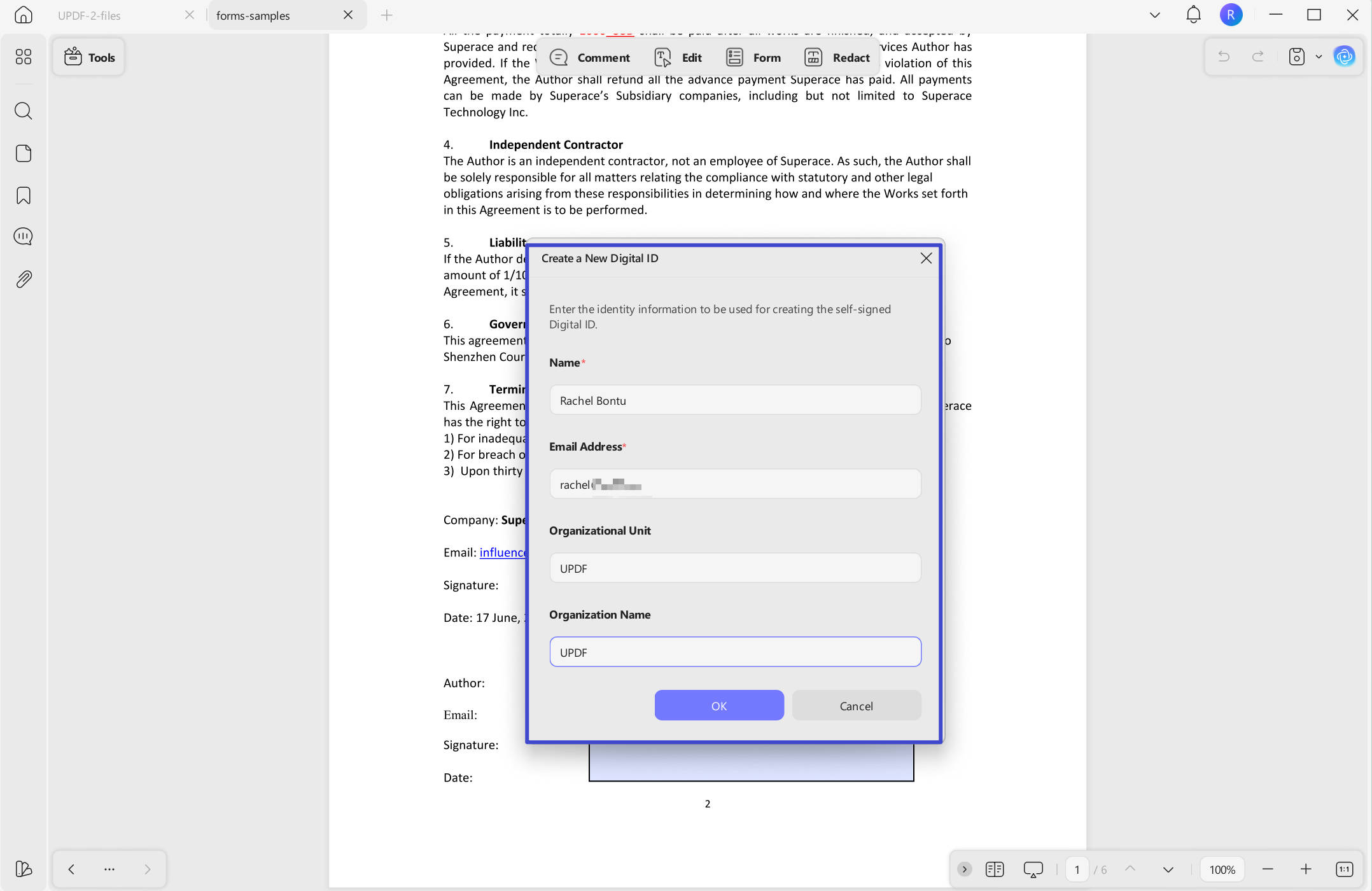 create digital signature with updf on windows