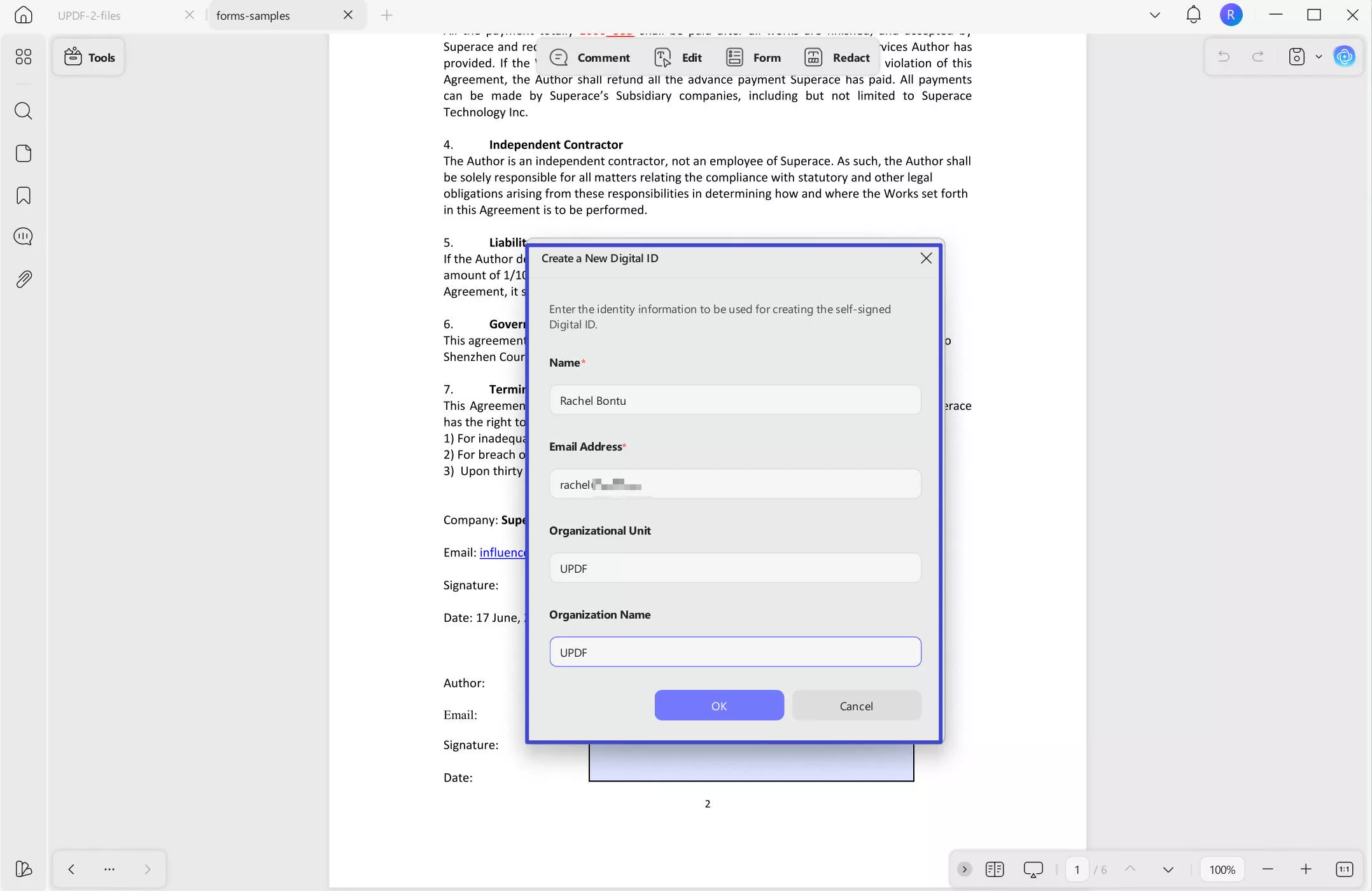 create digital signature with updf on windows