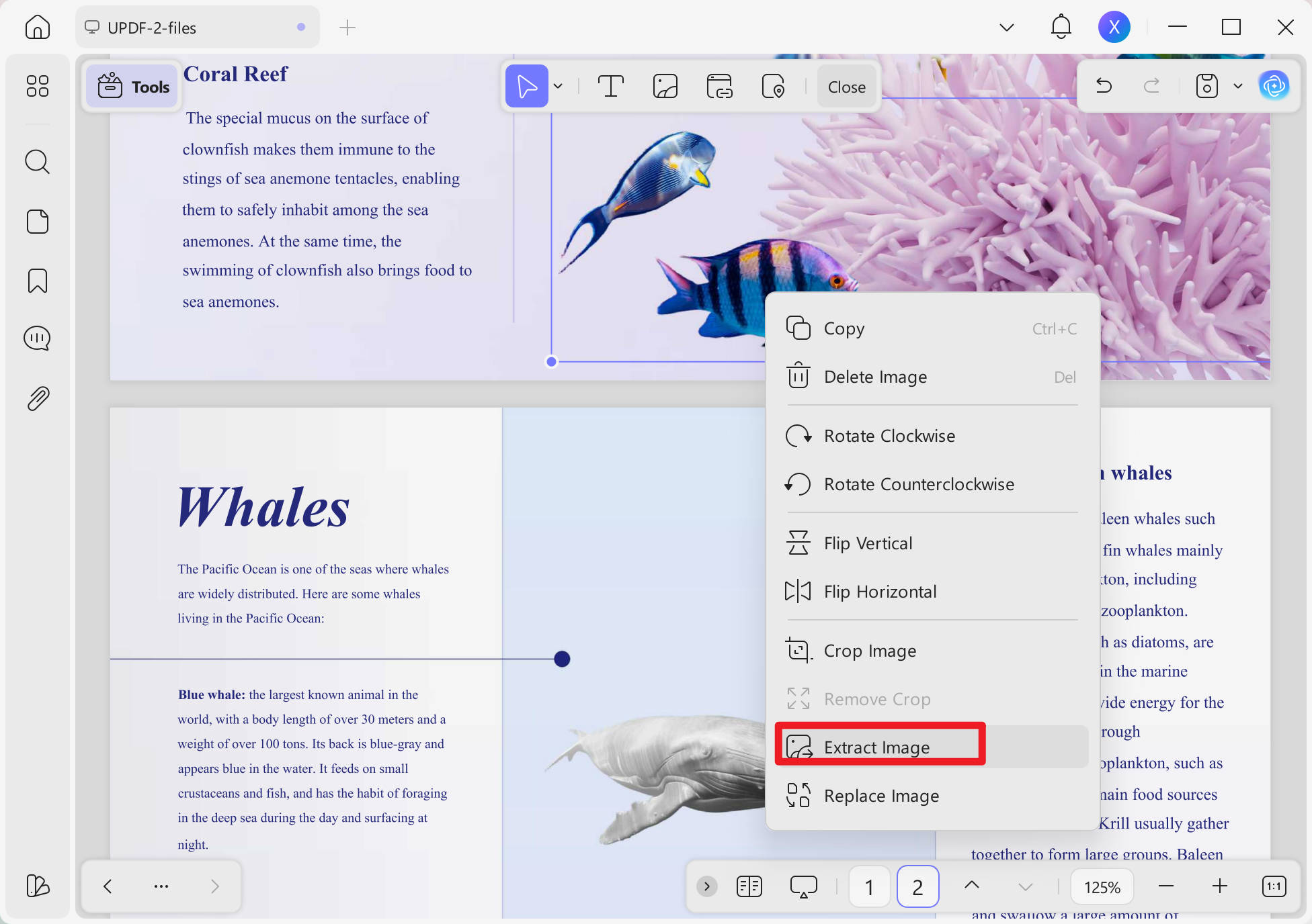 The "Extract Image" Button on UPDF to extract image from PDF