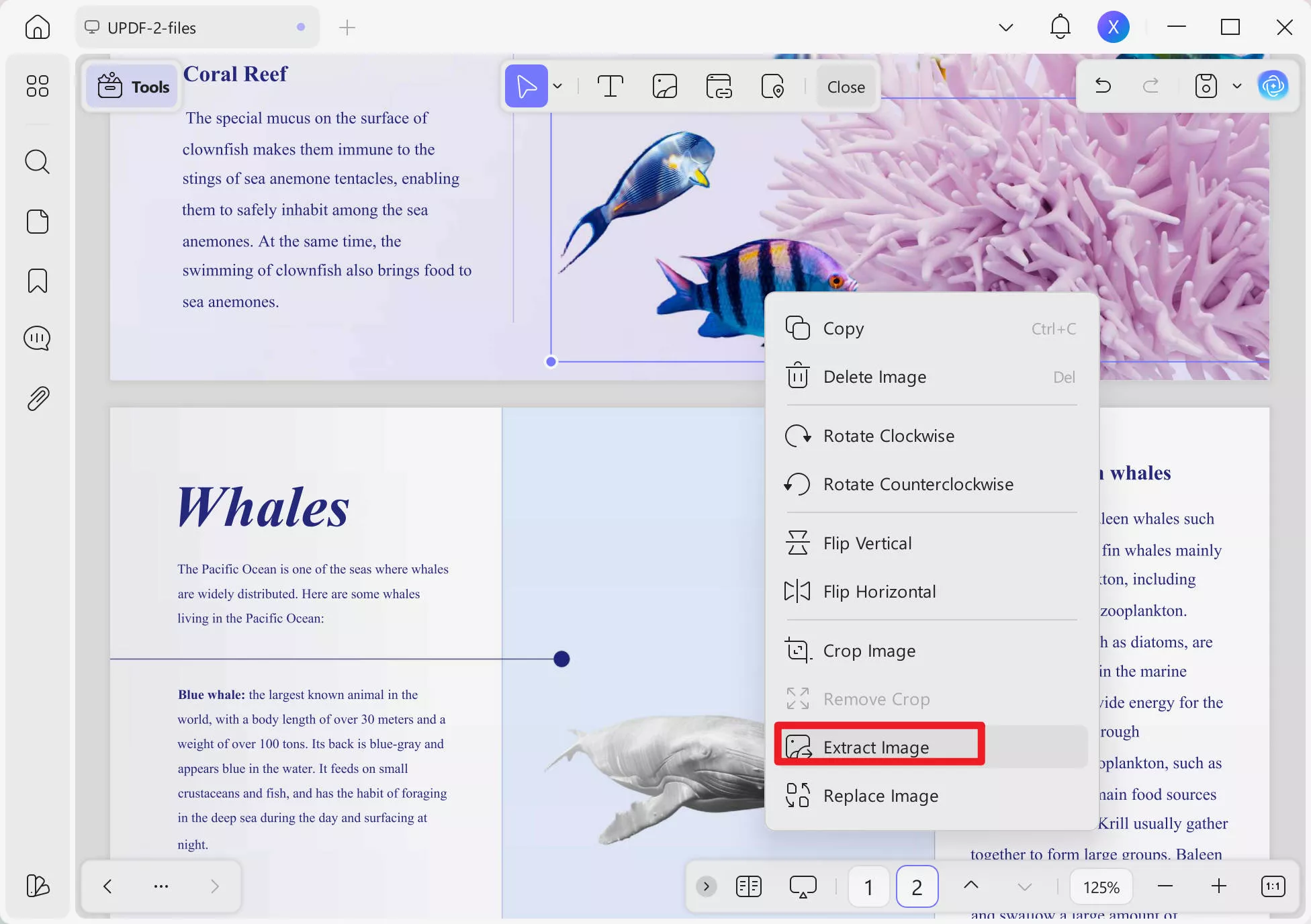 The "Extract Image" Button on UPDF to extract image from PDF