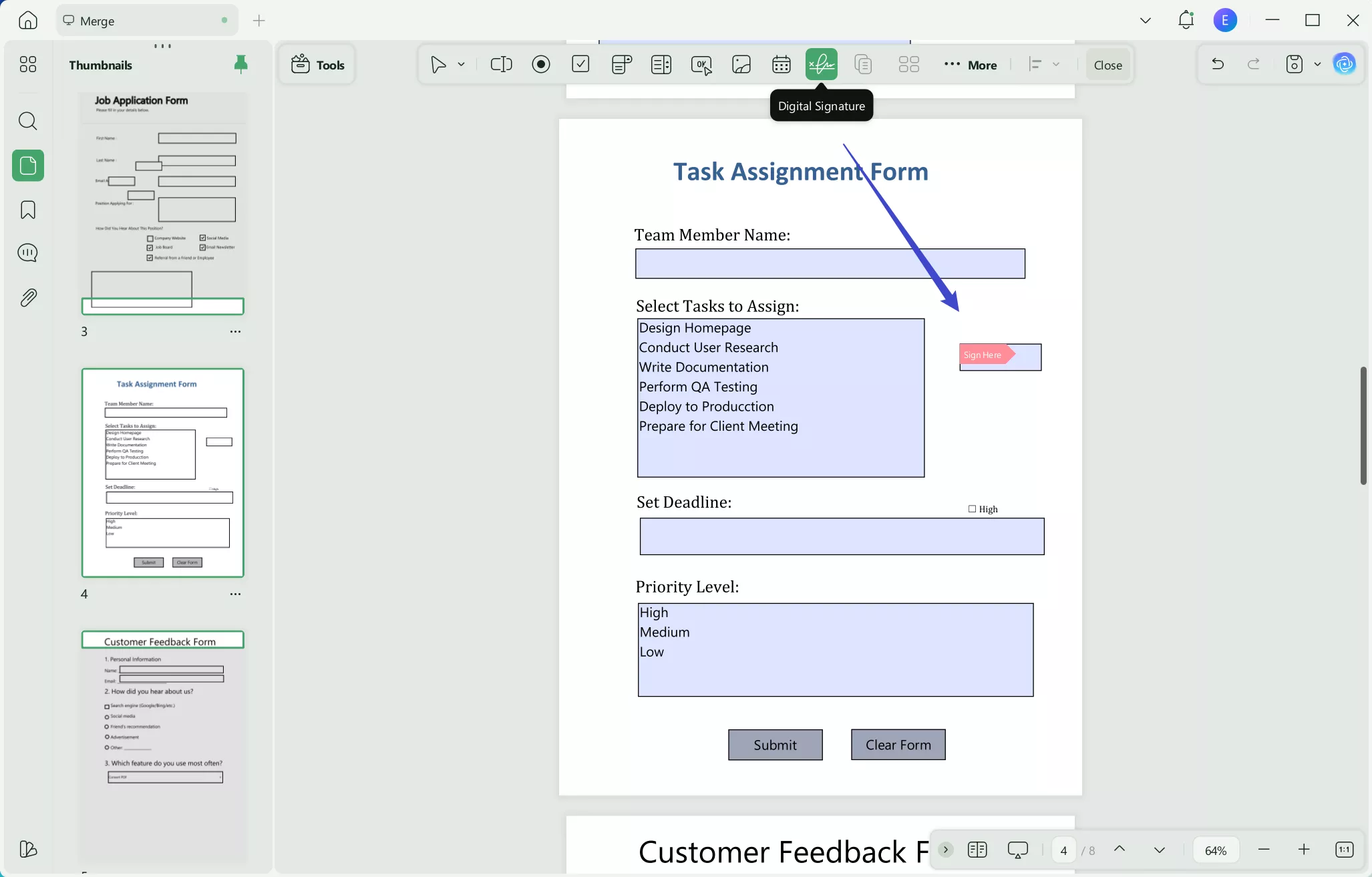 add signature field updf windows