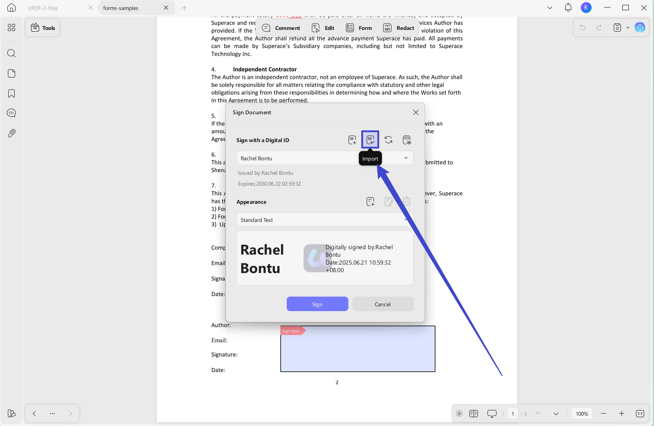 import digital signature to pdf updf windows
