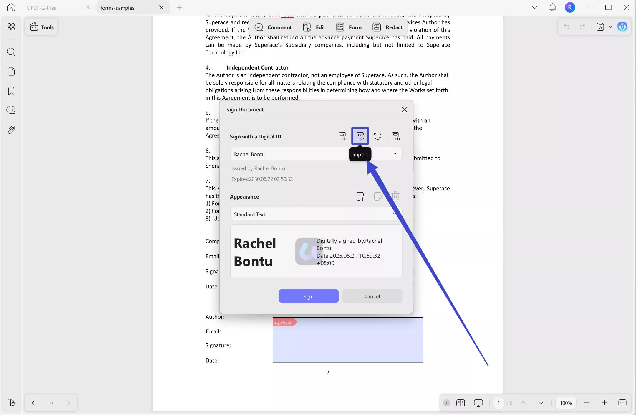 import digital signature to pdf updf windows