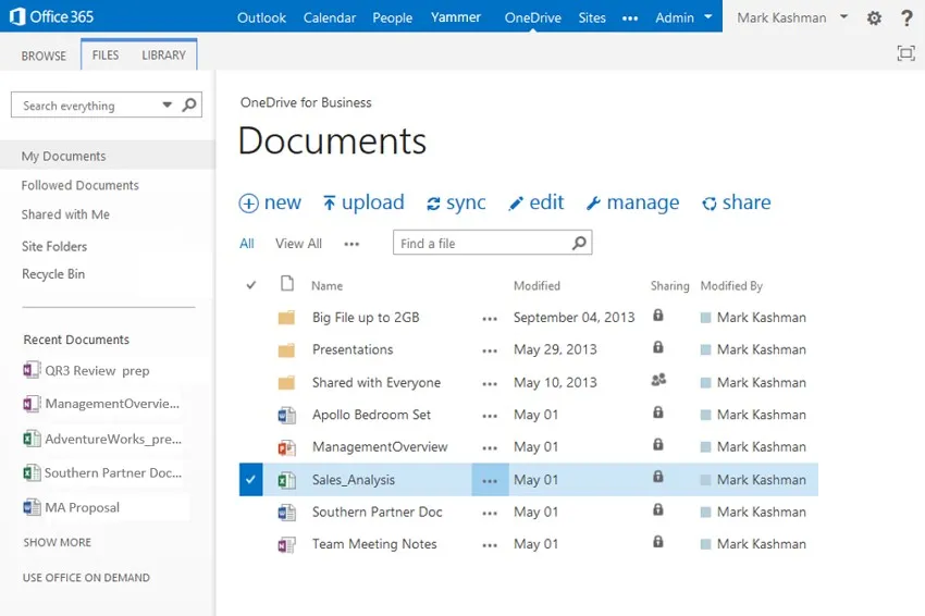 application de stockage cloud onedrive