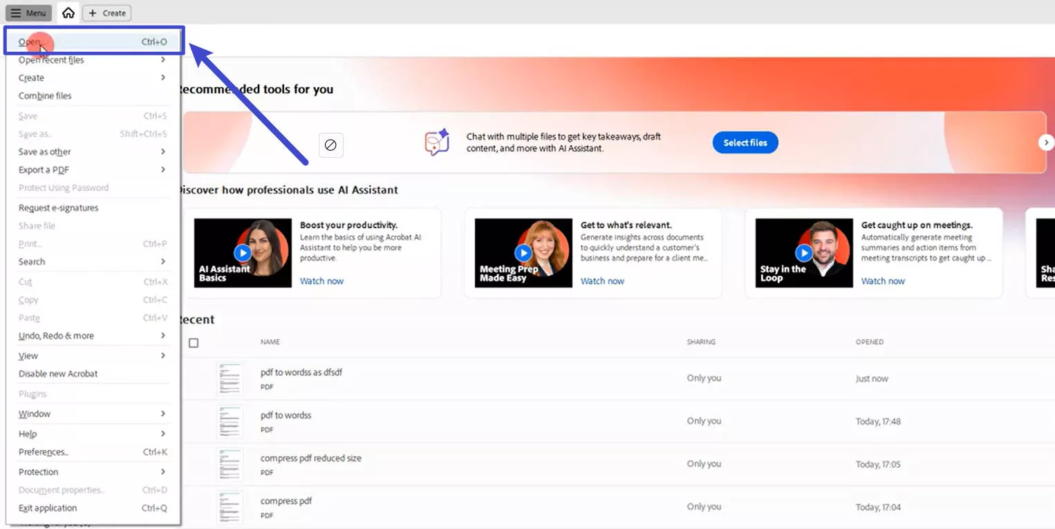 open file in adobe acrobat