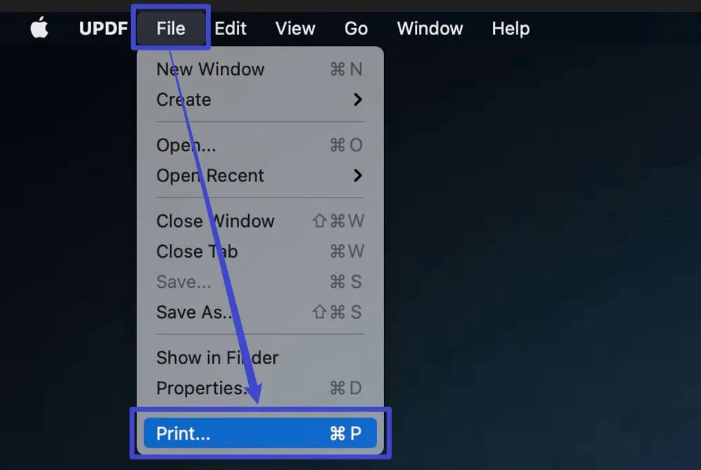 Imprima PDF combinado en Mac usando UPDF