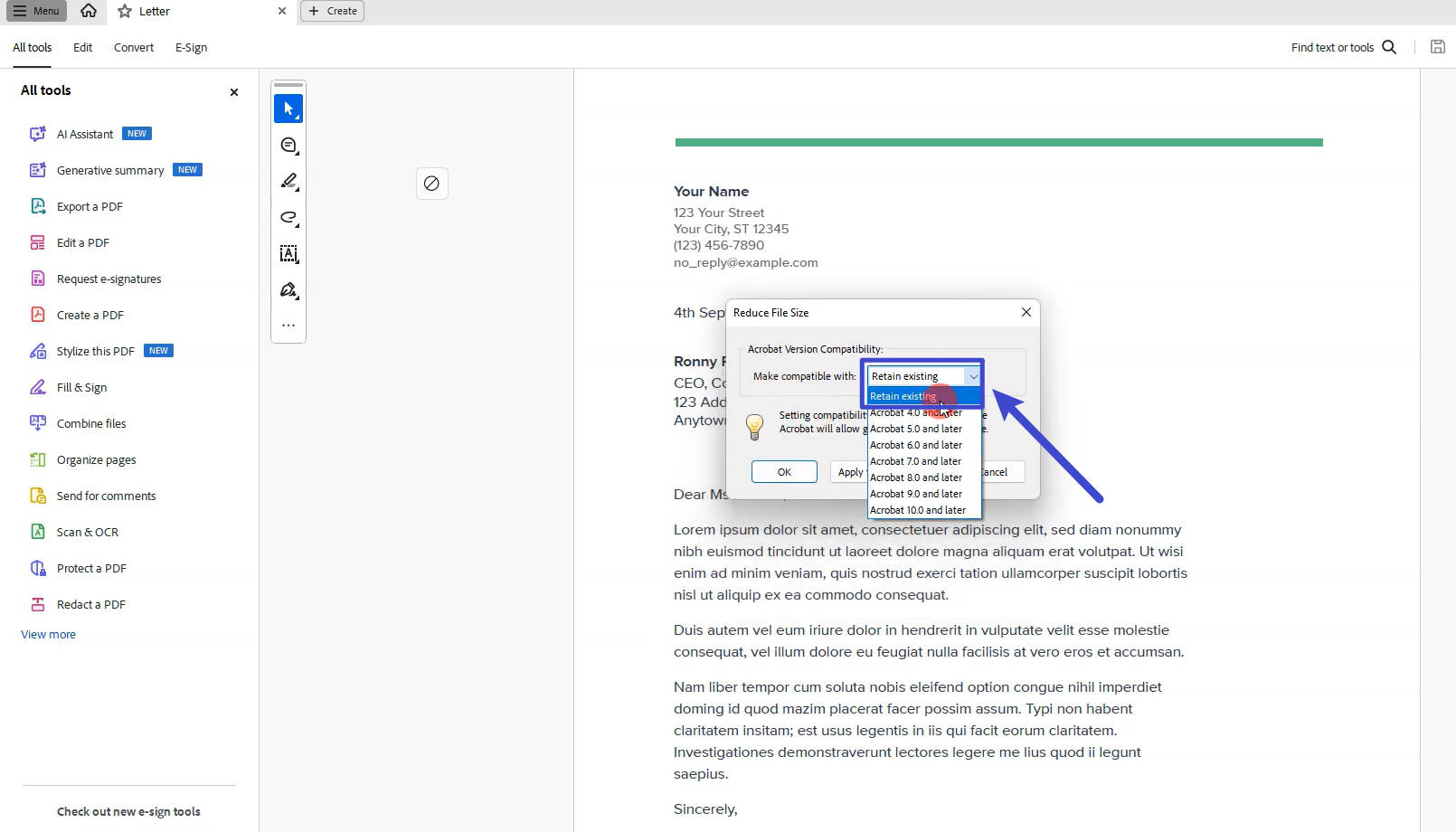 reduce file size settings