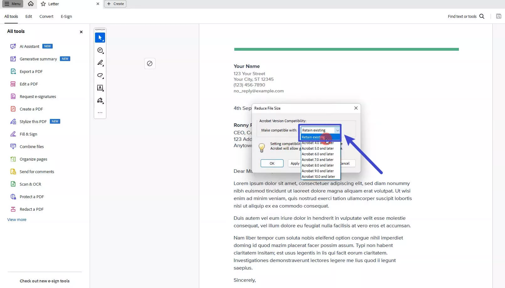 reduce file size settings