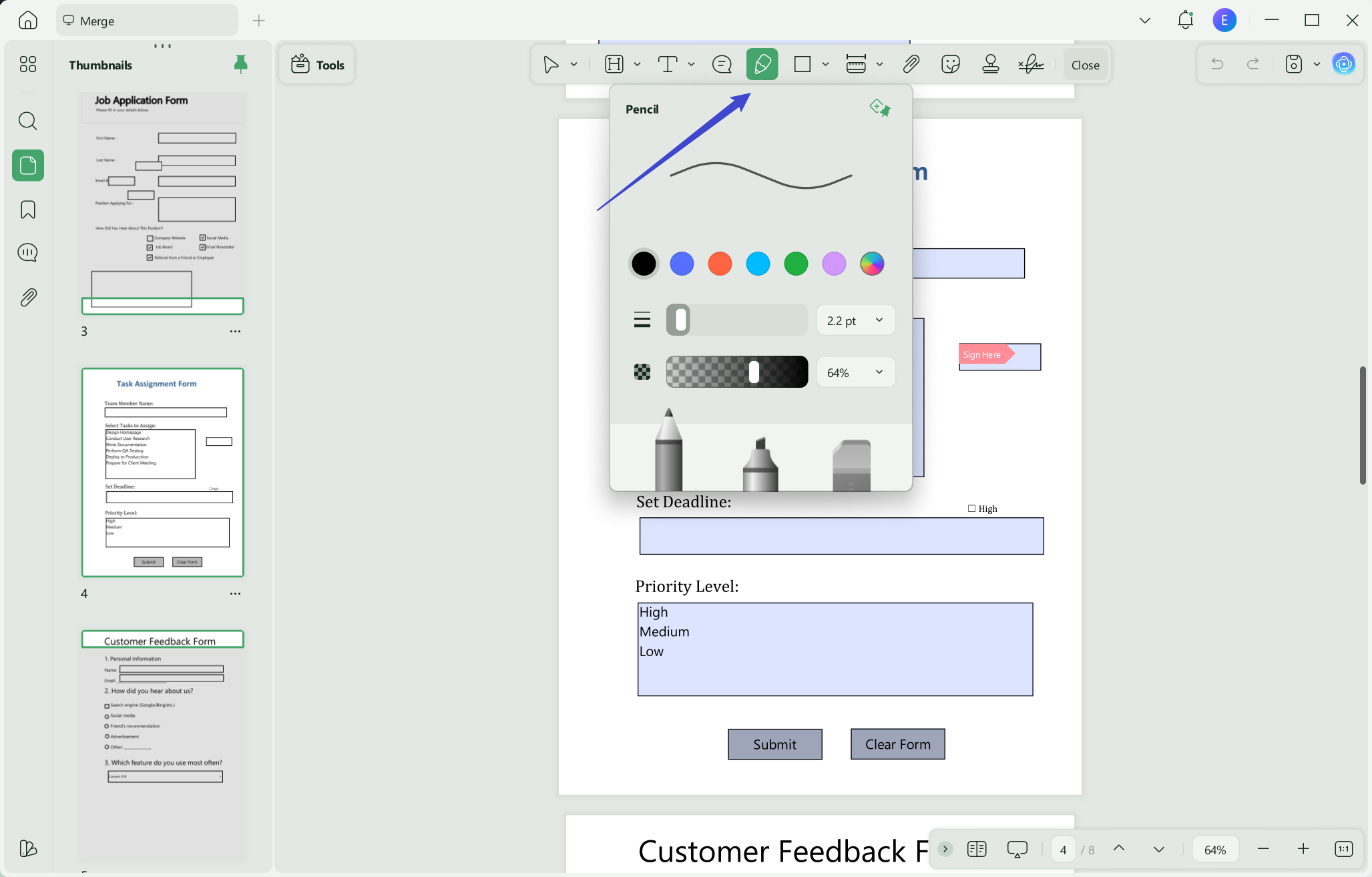 select and customize the pencil tool updf windows