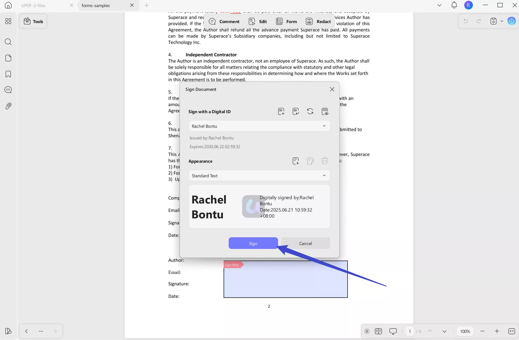 sign to add digital signature to pdf with updf