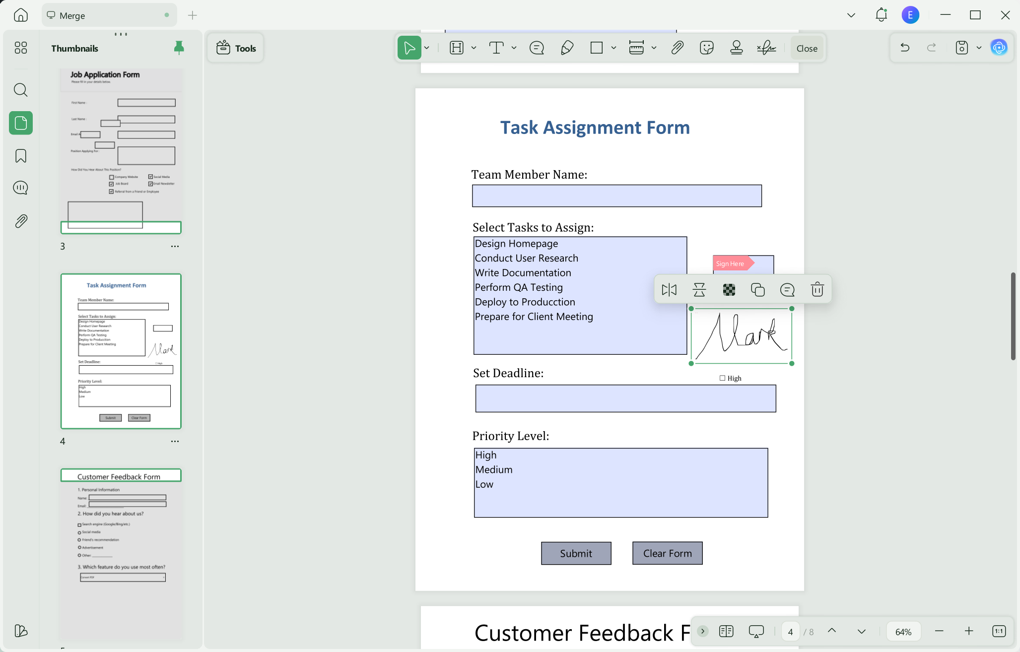 click image to upload signature updf windows