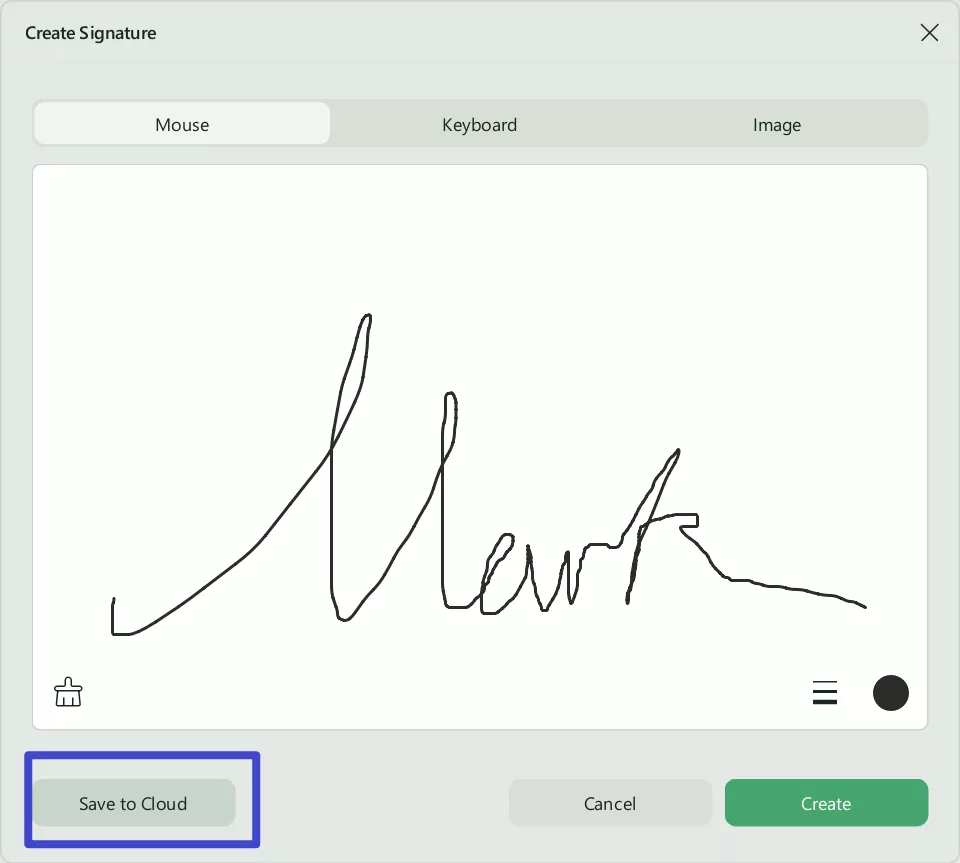 Save signature to cloud updf