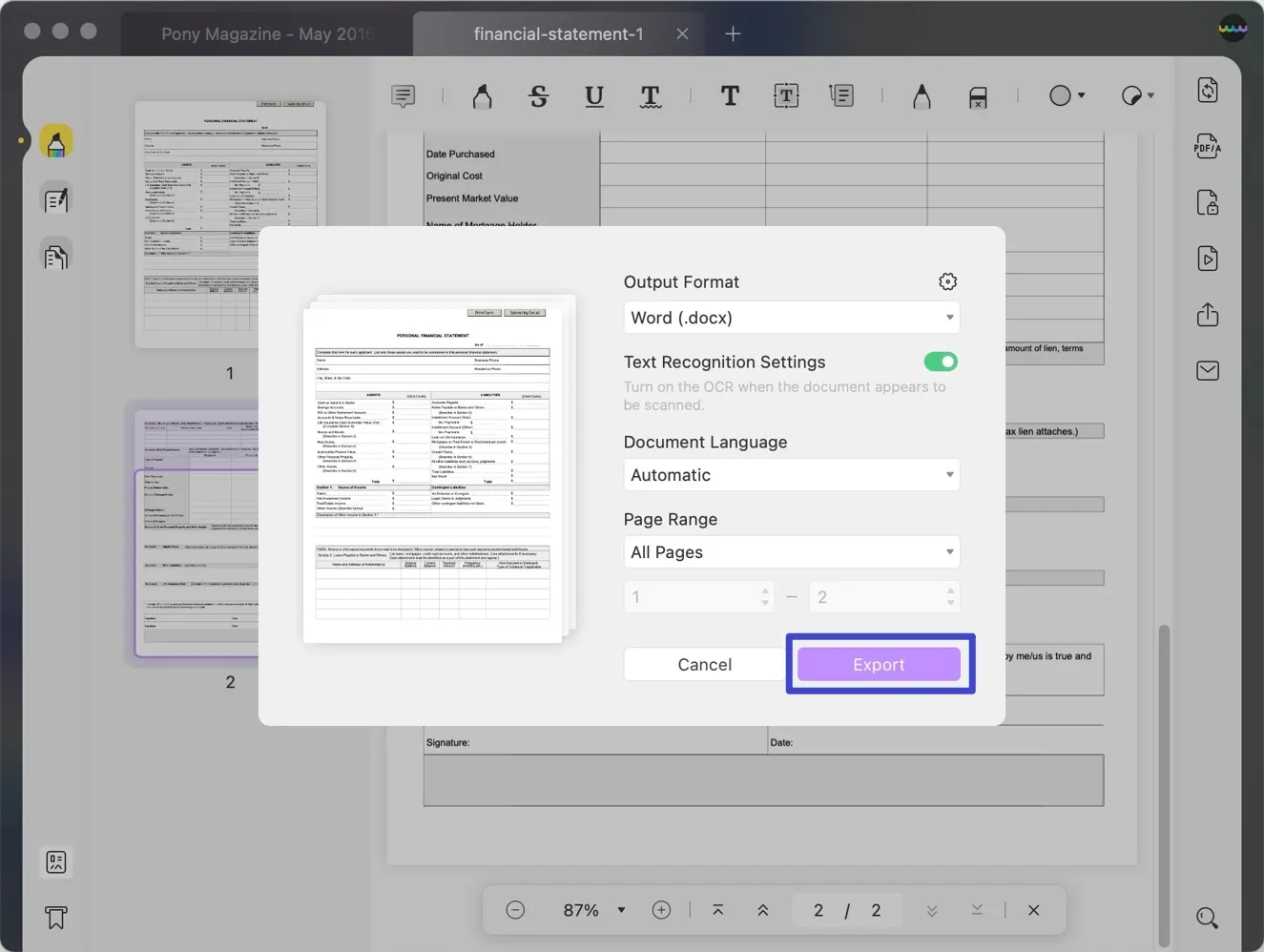 pdf in testo ocr