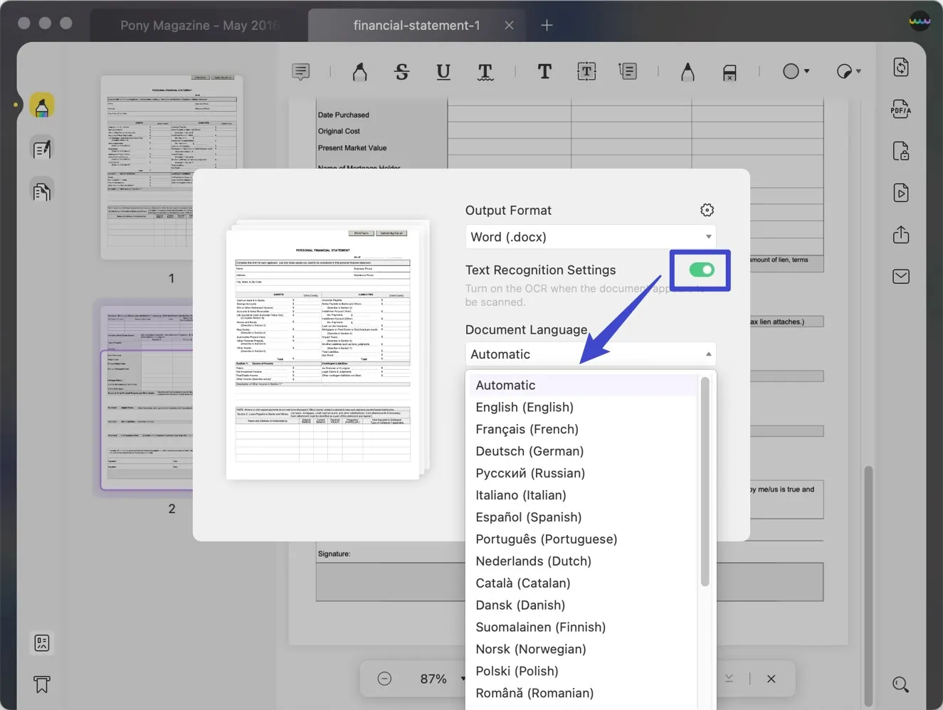 pdf in testo ocr