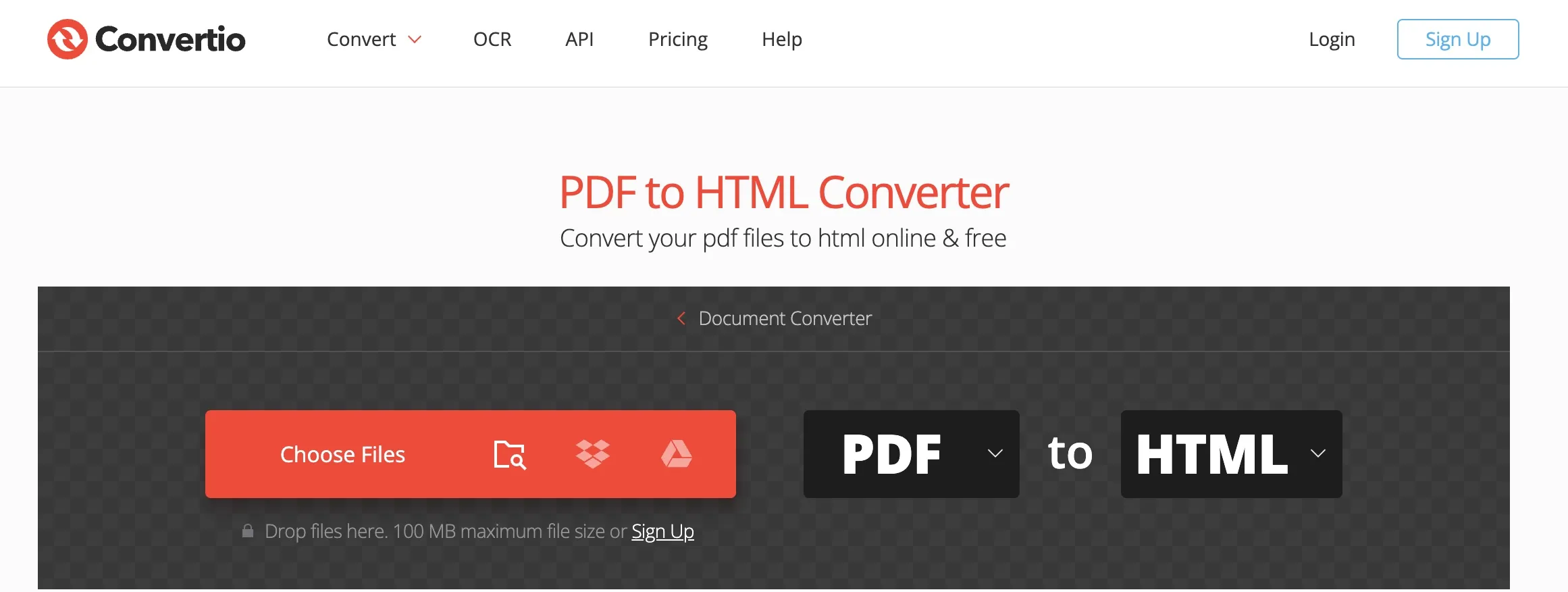 온라인 PDF에서 html로 변환기 convertio
